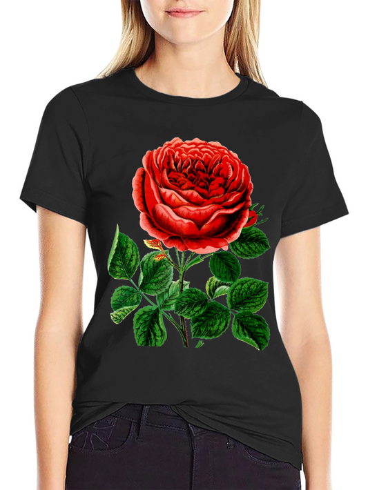 Elegant Rose Graphic T-Shirt - Botanical Style