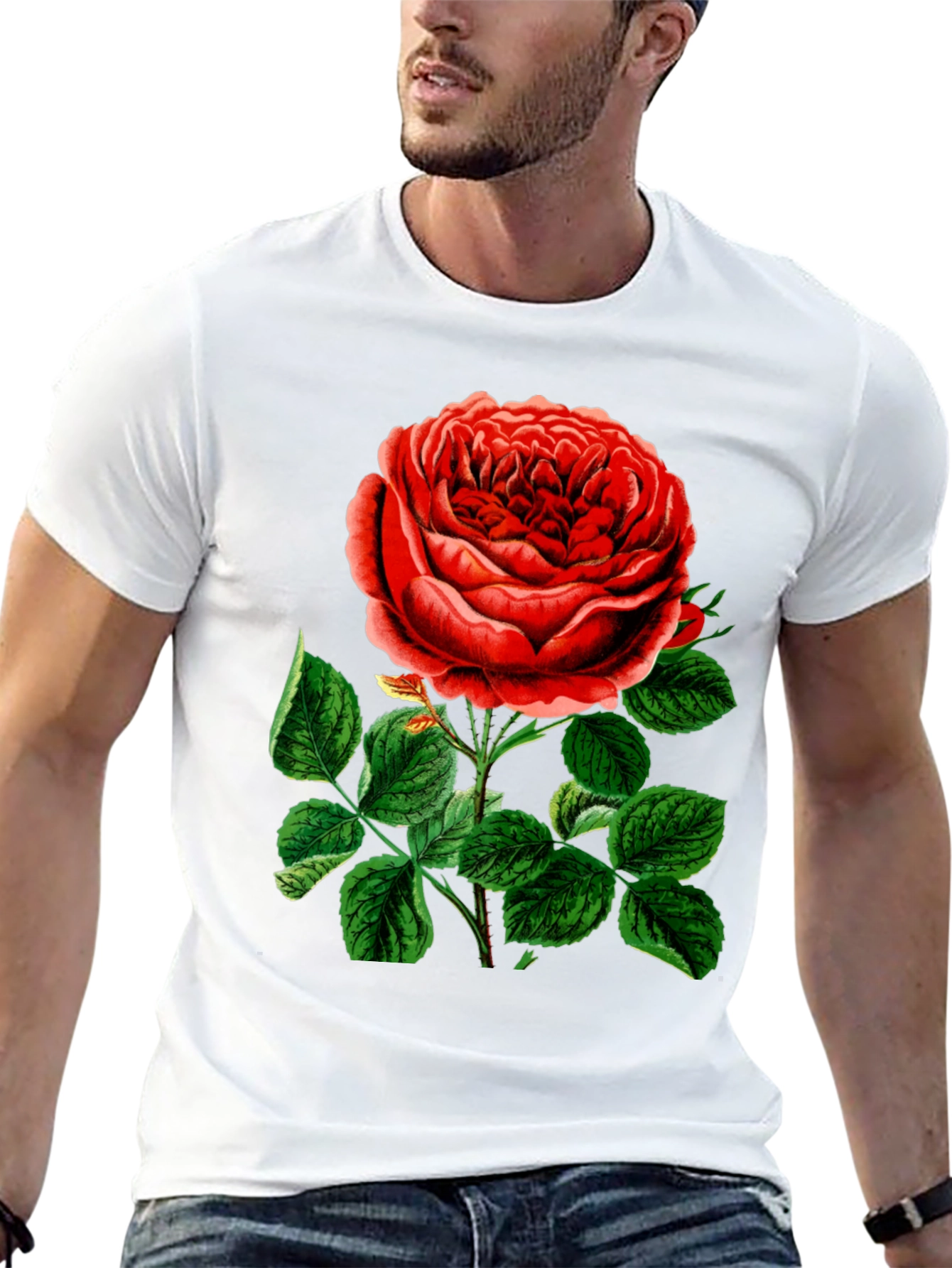 Elegant Rose Graphic T-Shirt - Botanical Style