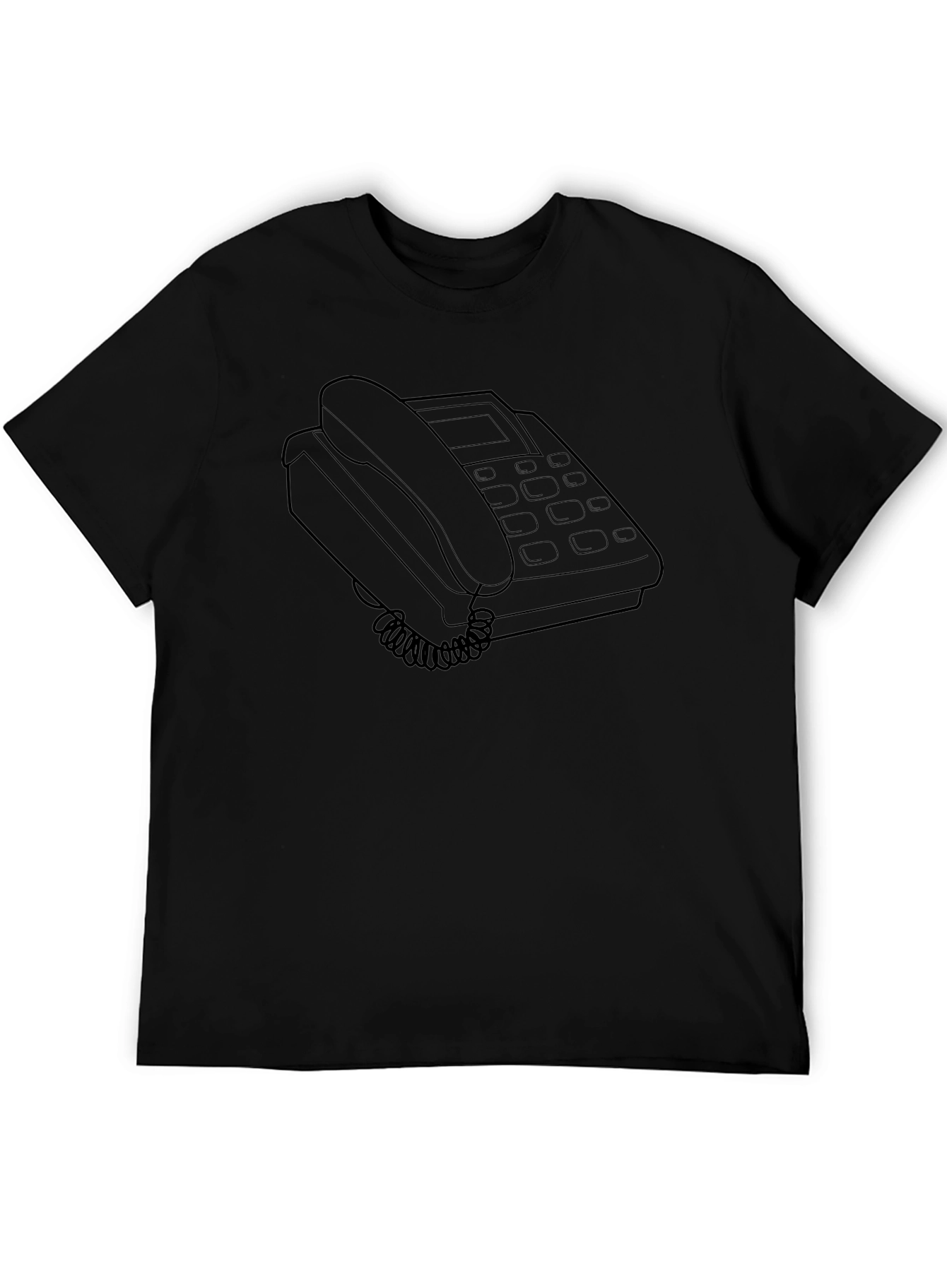 Retro Desk Phone Graphic Tee - Black