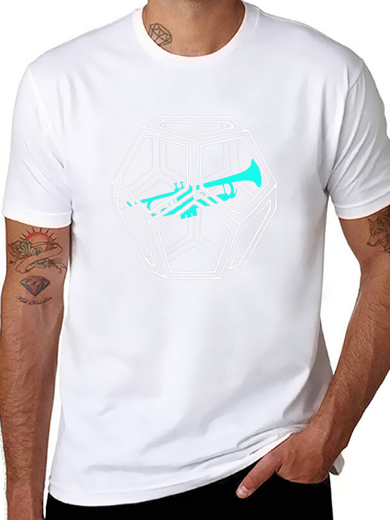 Geometric Trumpet T-Shirt - Modern Music Tee