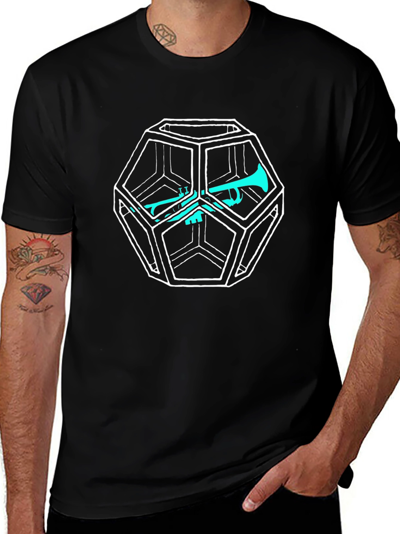 Geometric Trumpet T-Shirt - Modern Music Tee