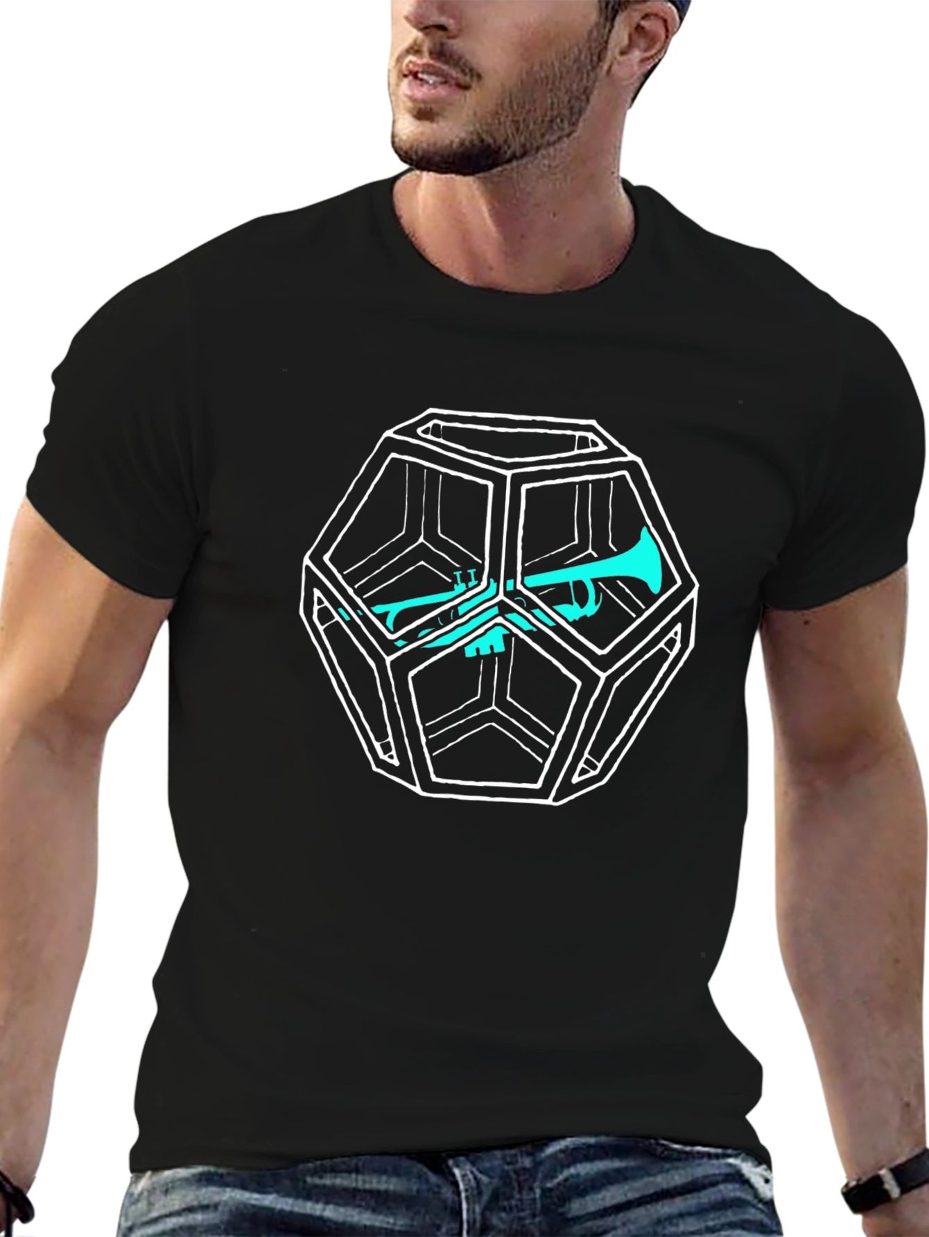 Geometric Trumpet T-Shirt - Modern Music Tee