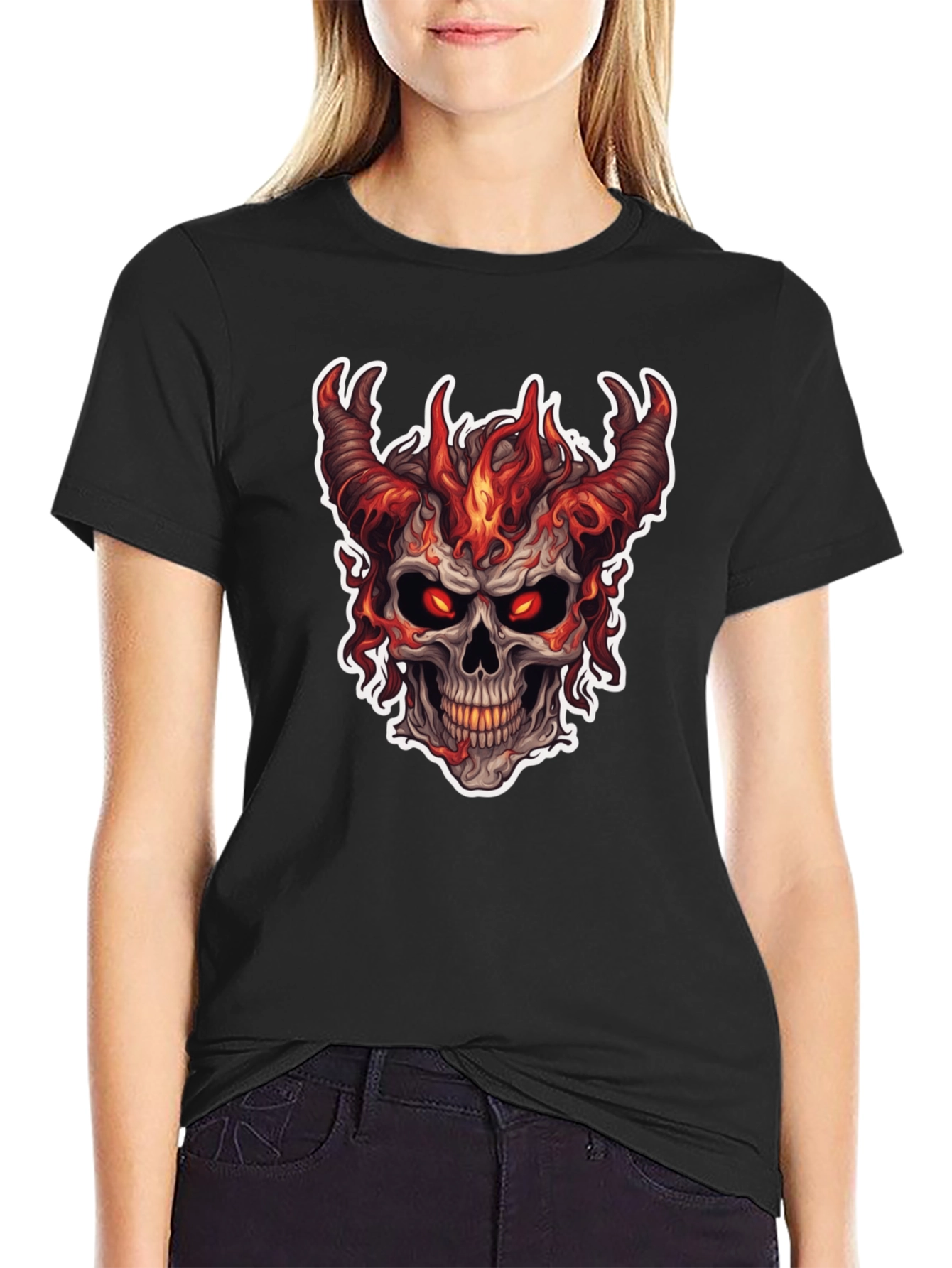 Fiery Skull Graphic T-Shirt