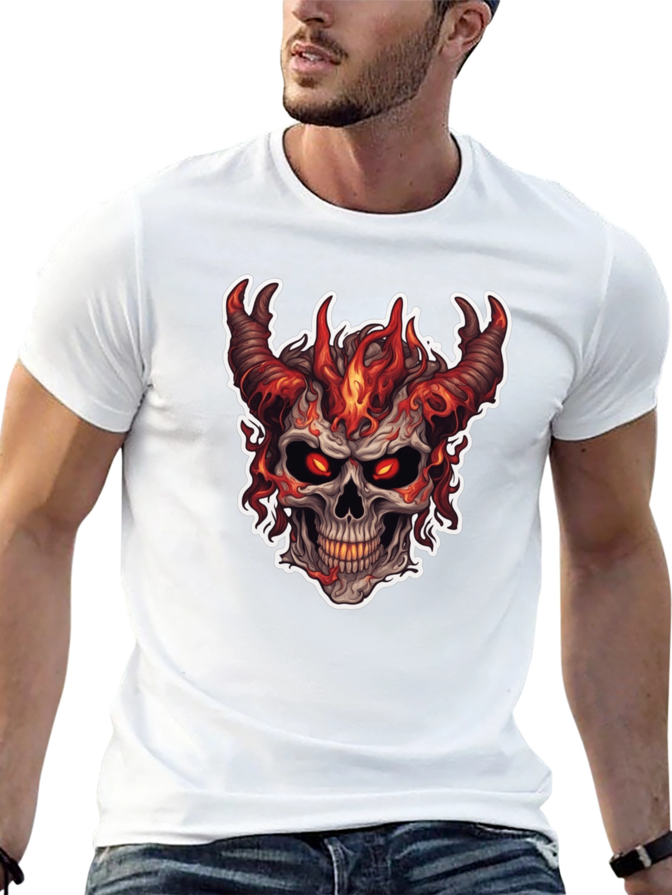 Fiery Skull Graphic T-Shirt