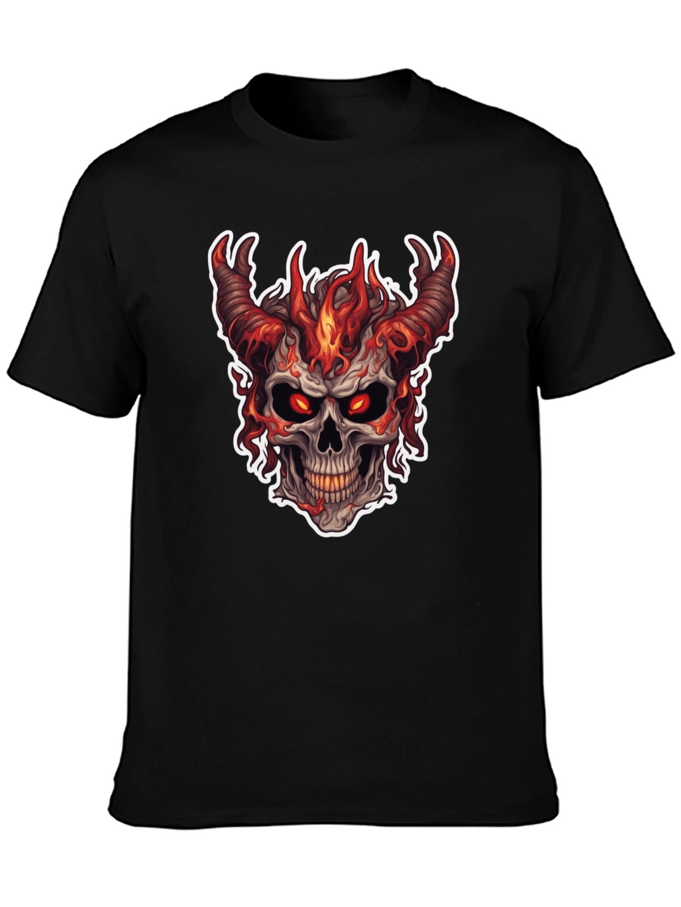 Fiery Skull Graphic T-Shirt