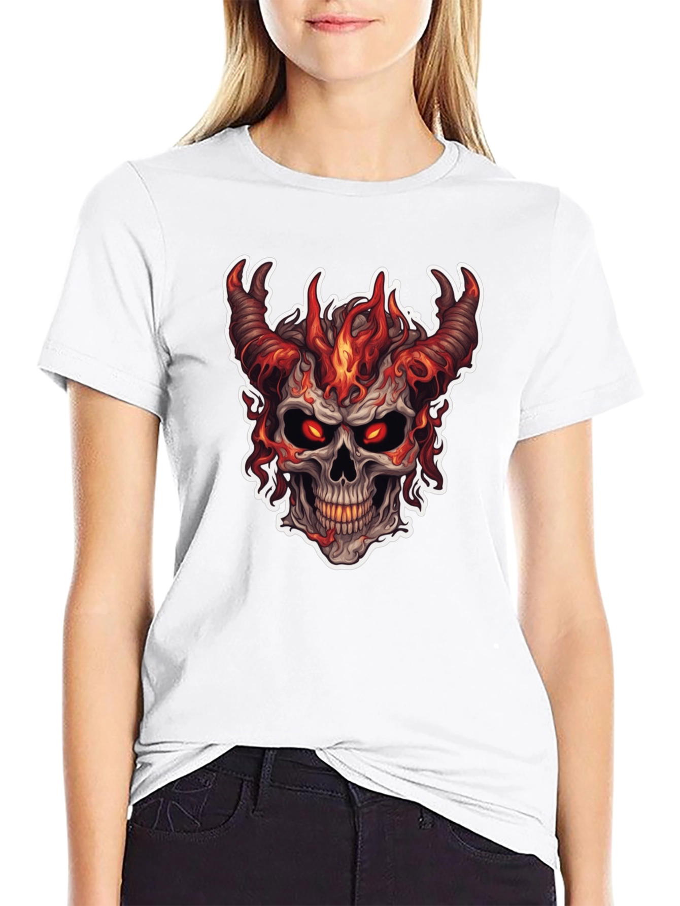 Fiery Skull Graphic T-Shirt