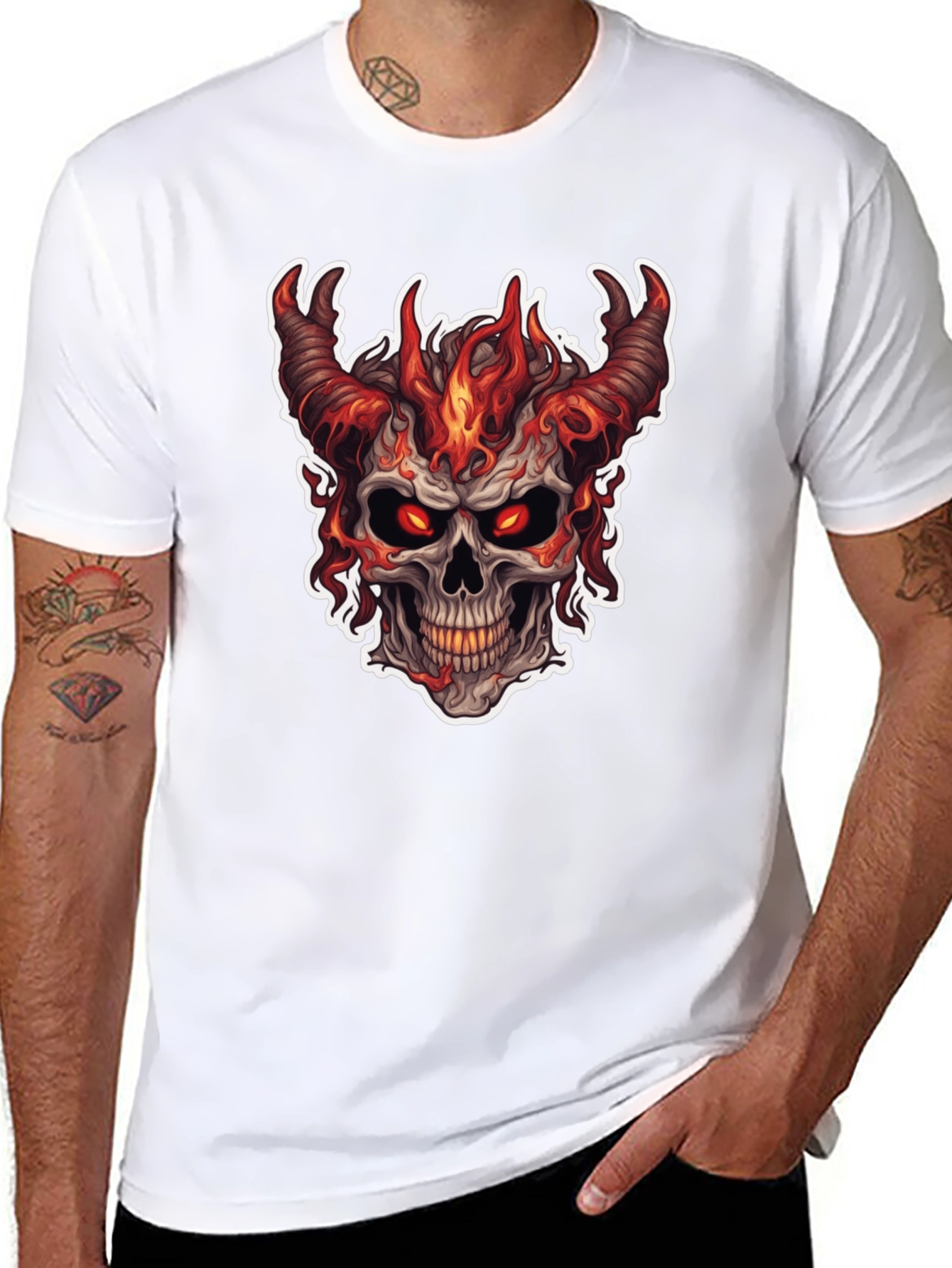 Fiery Skull Graphic T-Shirt