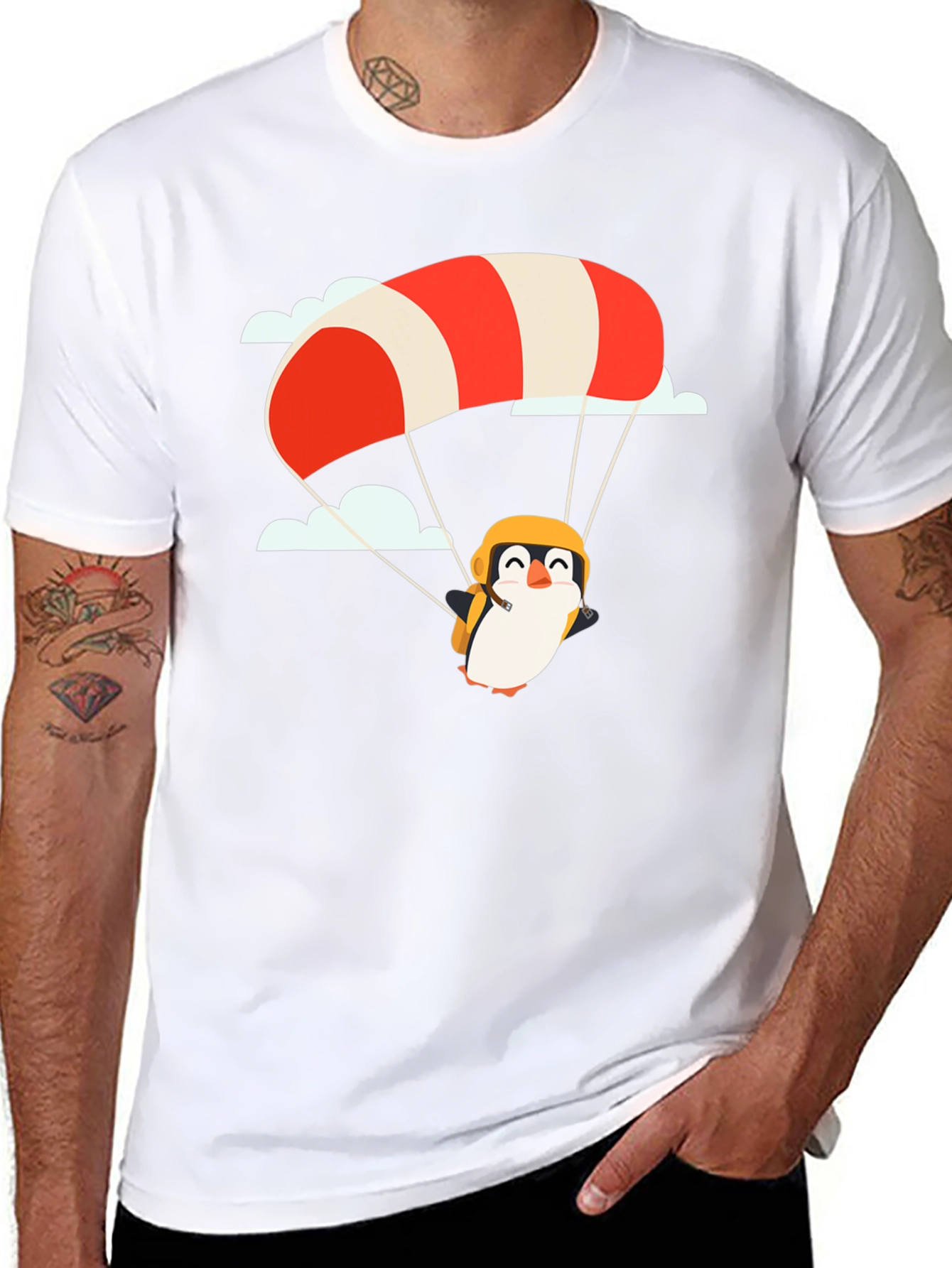 Penguin Parachute Black T-Shirt