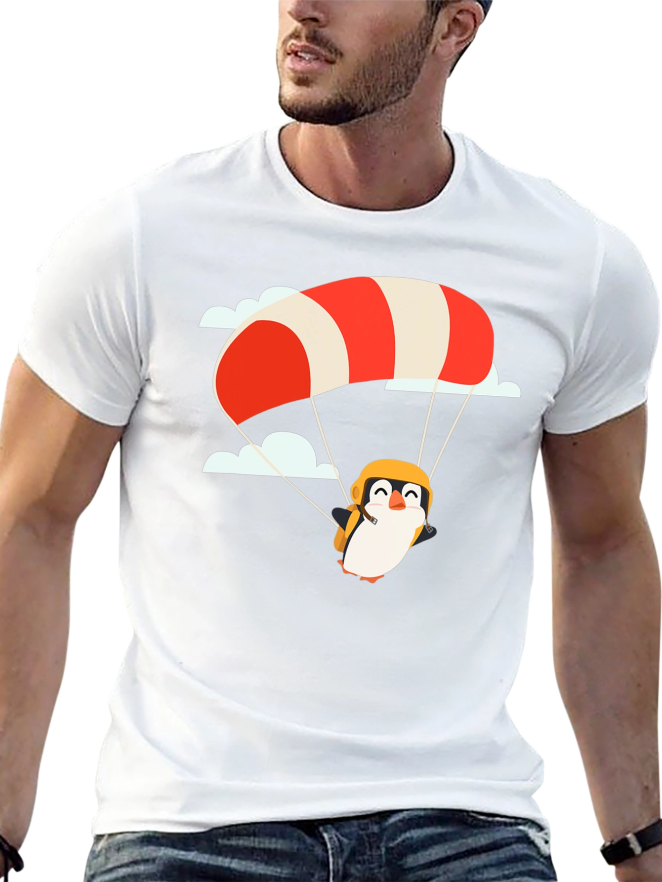 Penguin Parachute Black T-Shirt