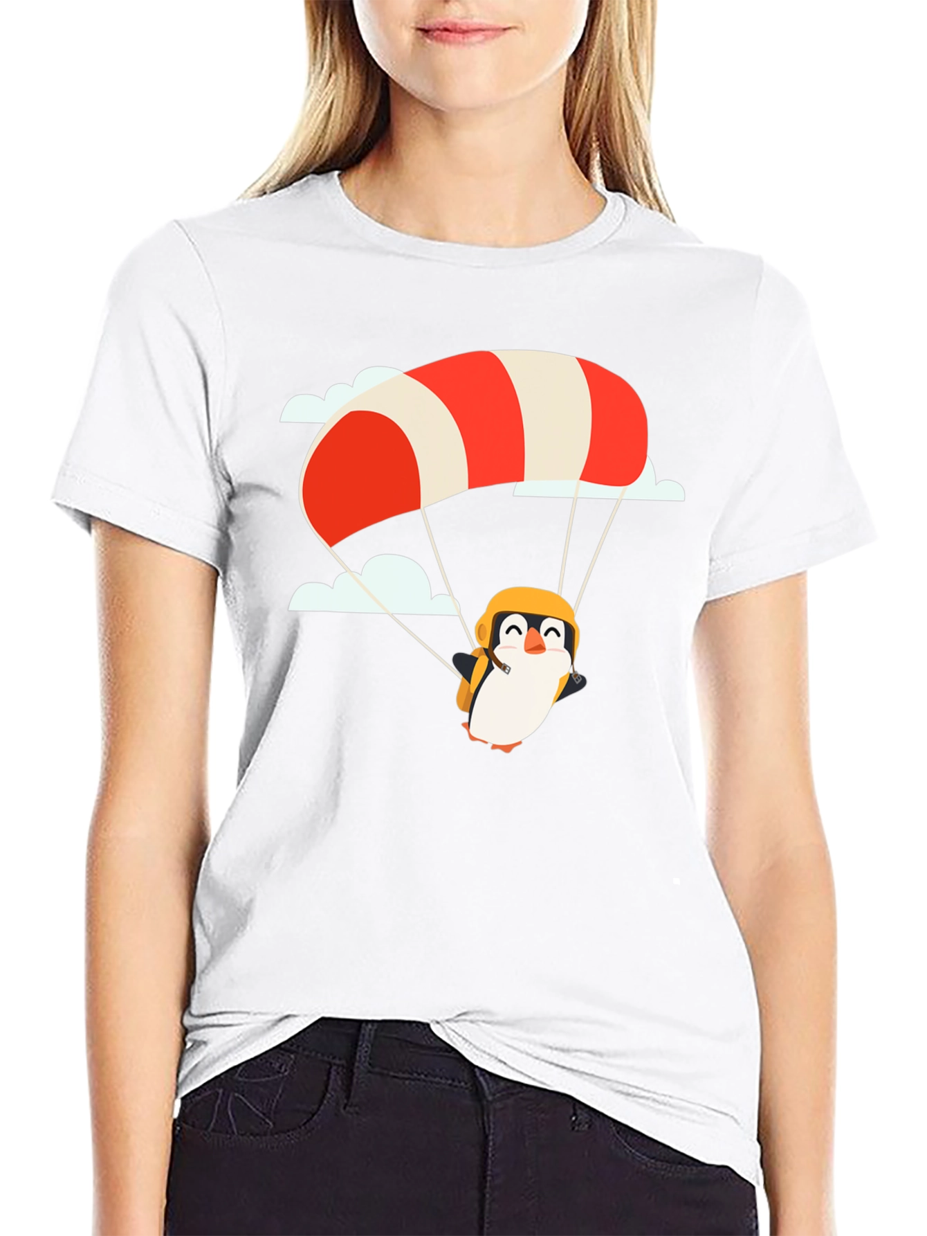 Penguin Parachute Black T-Shirt