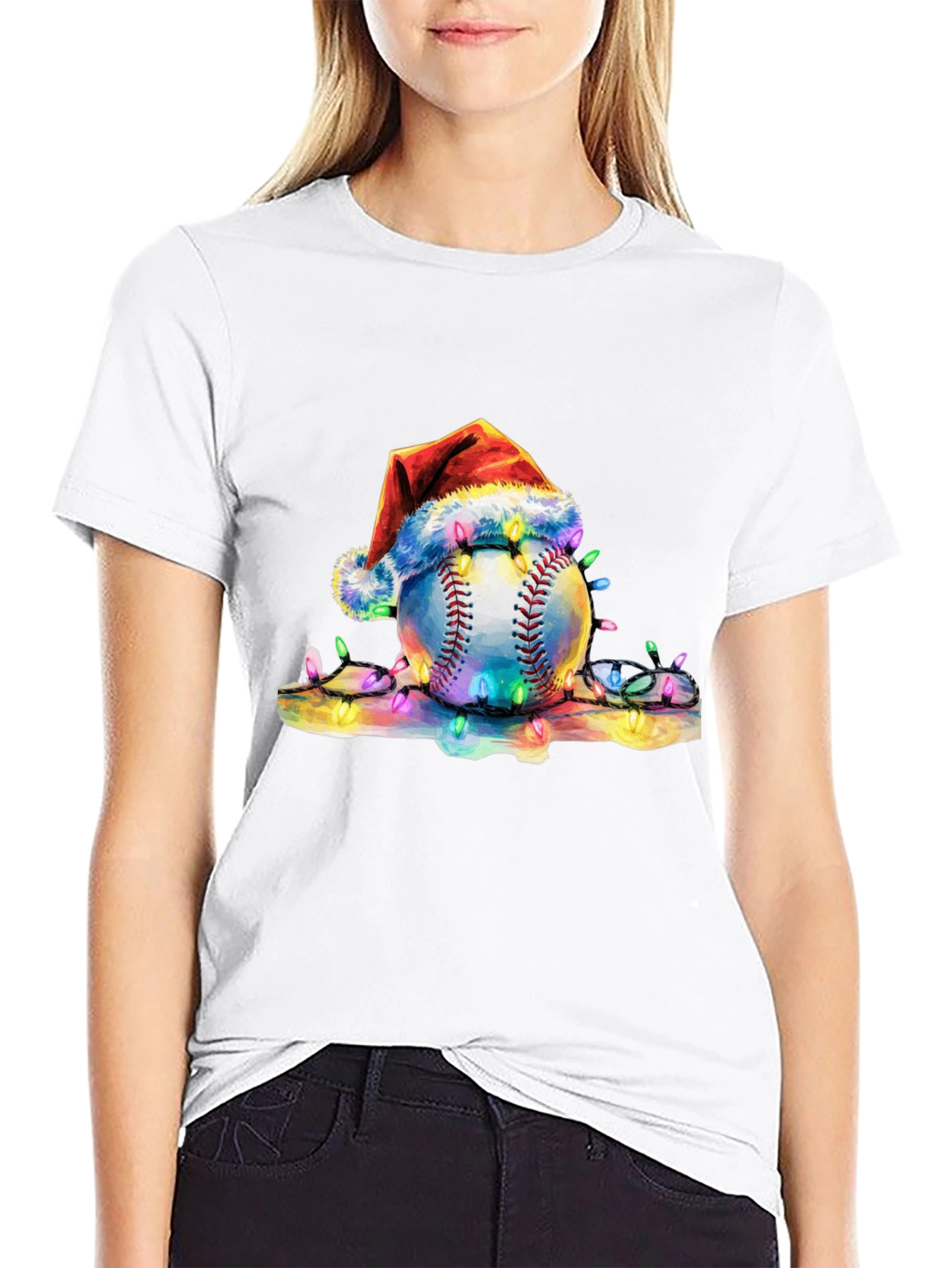 Festive Baseball Santa Hat T-Shirt