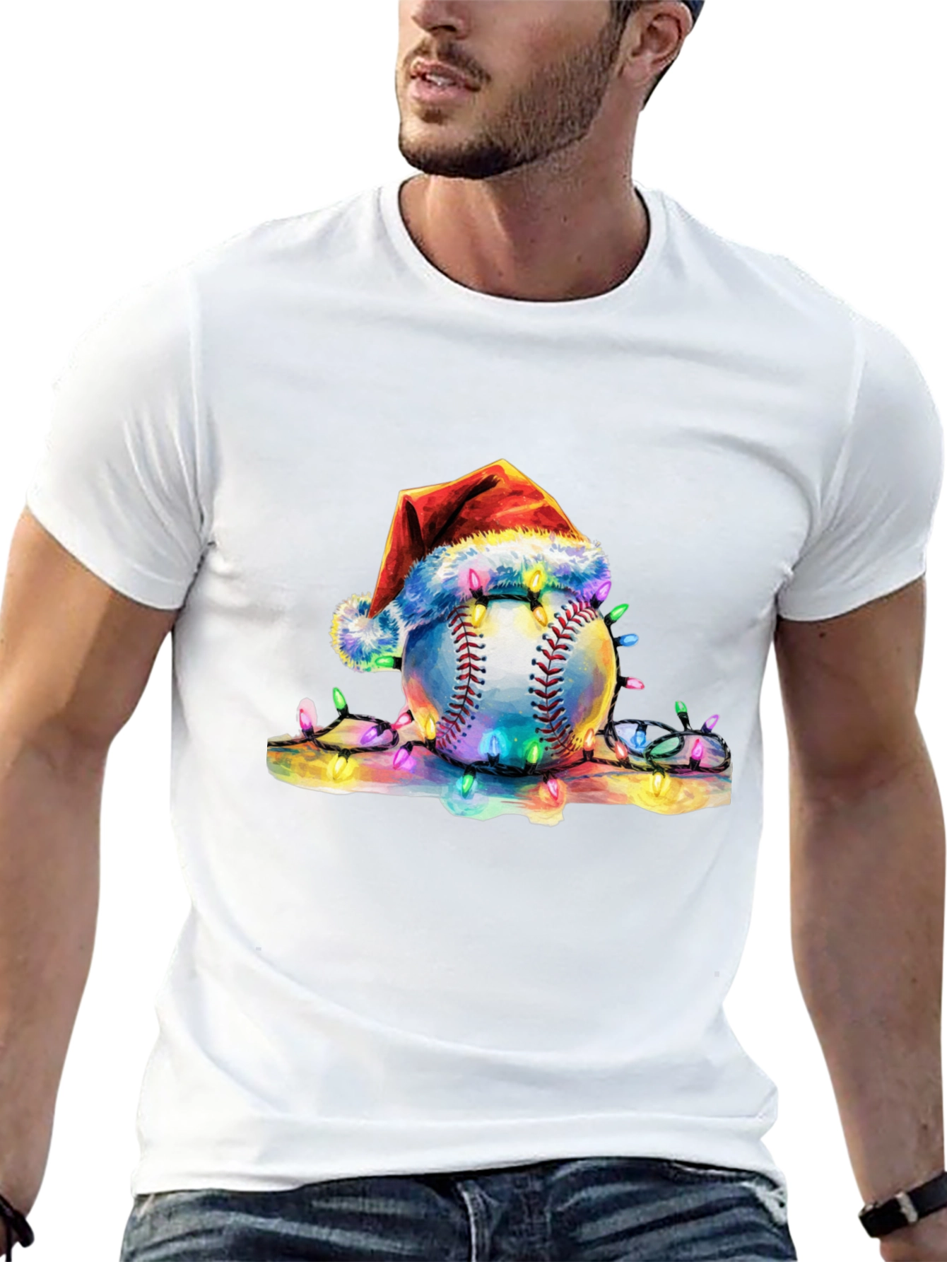 Festive Baseball Santa Hat T-Shirt