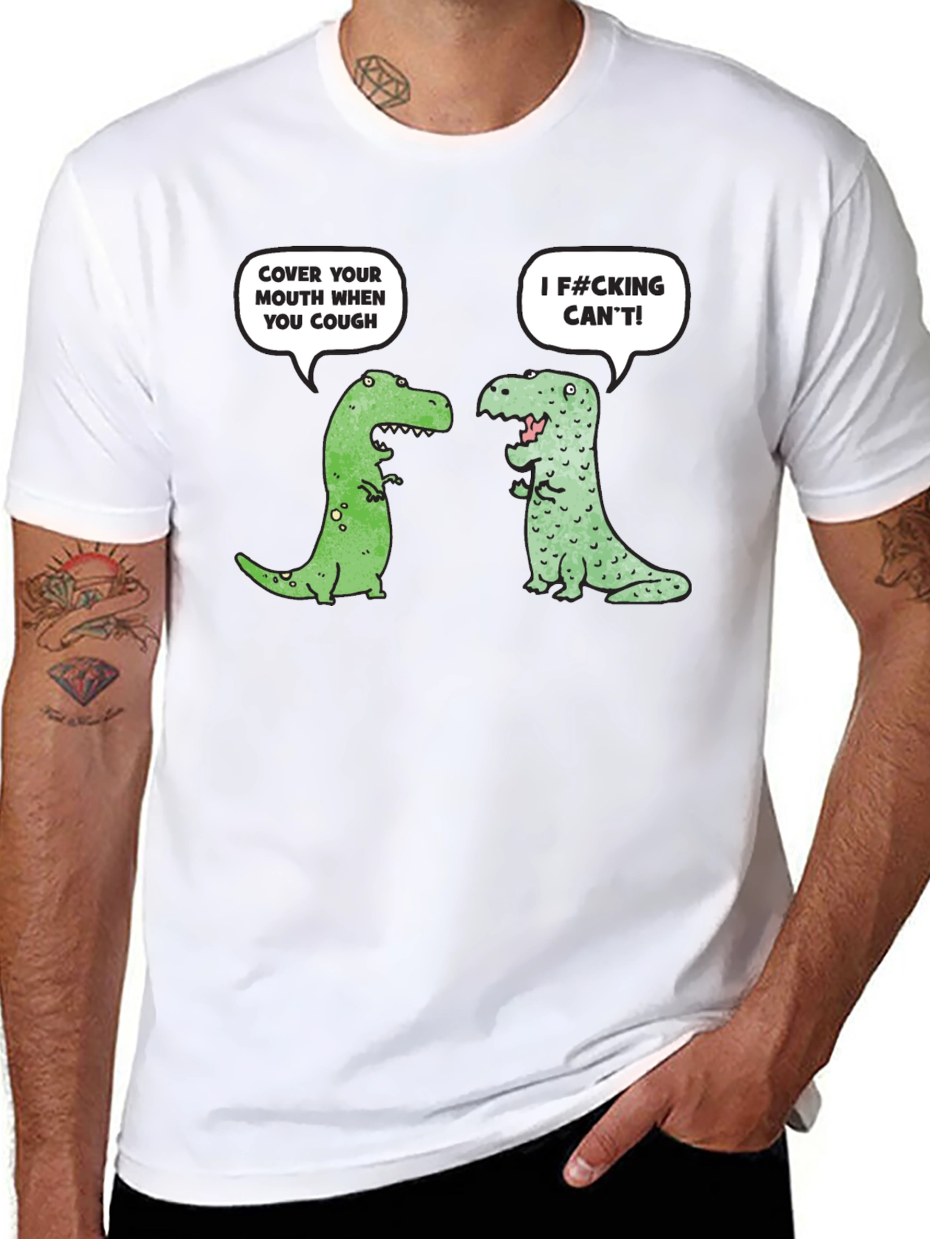 Funny Dinosaur Cough Cover T-Shirt