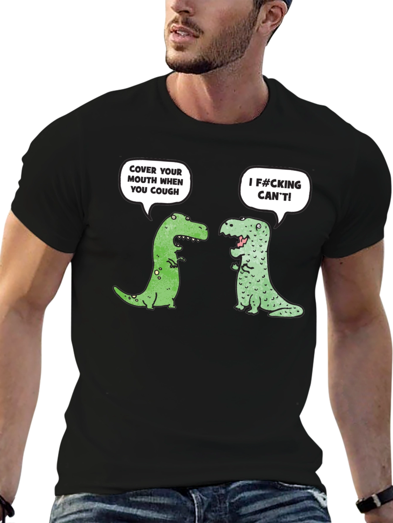 Funny Dinosaur Cough Cover T-Shirt