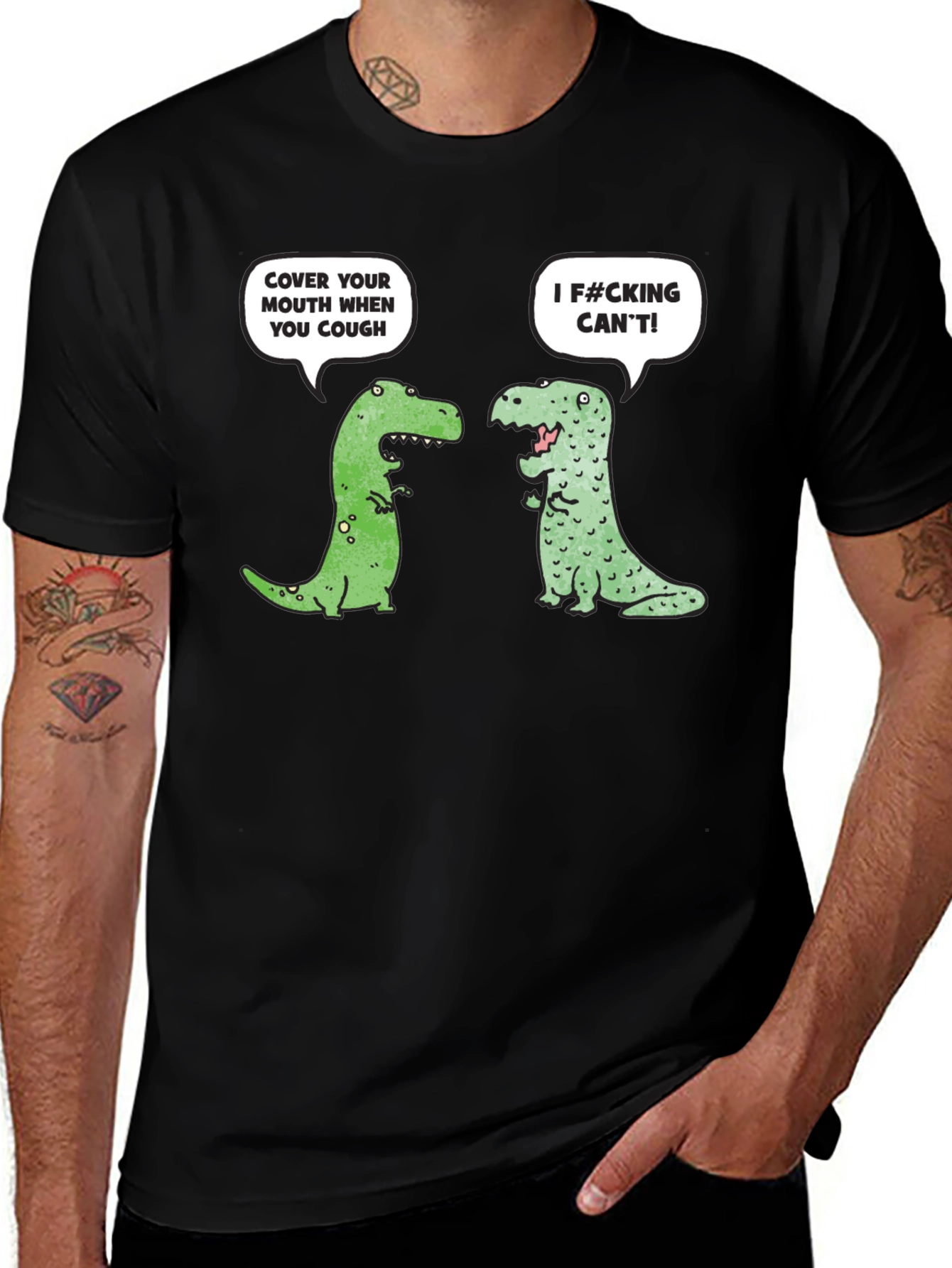 Funny Dinosaur Cough Cover T-Shirt