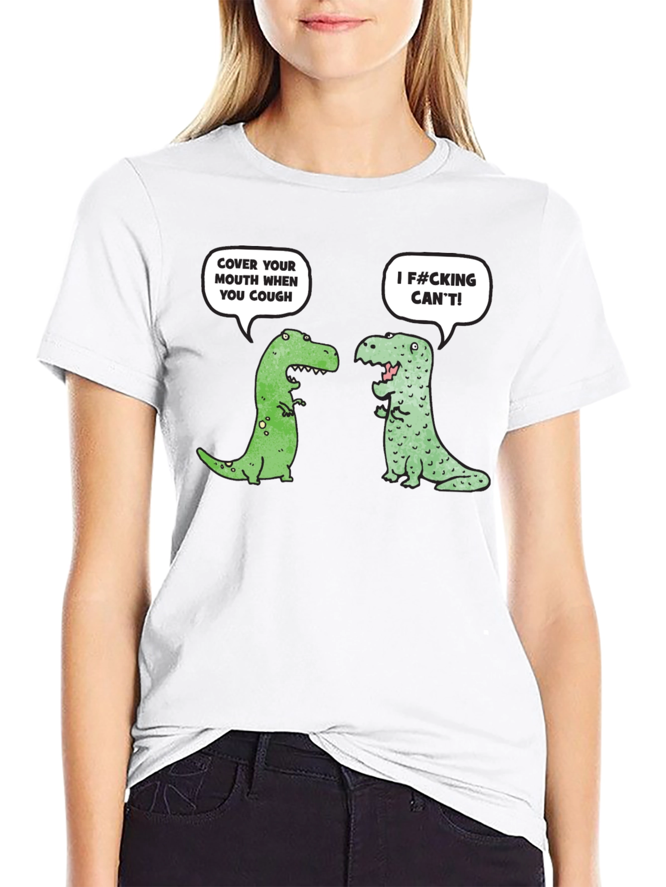 Funny Dinosaur Cough Cover T-Shirt