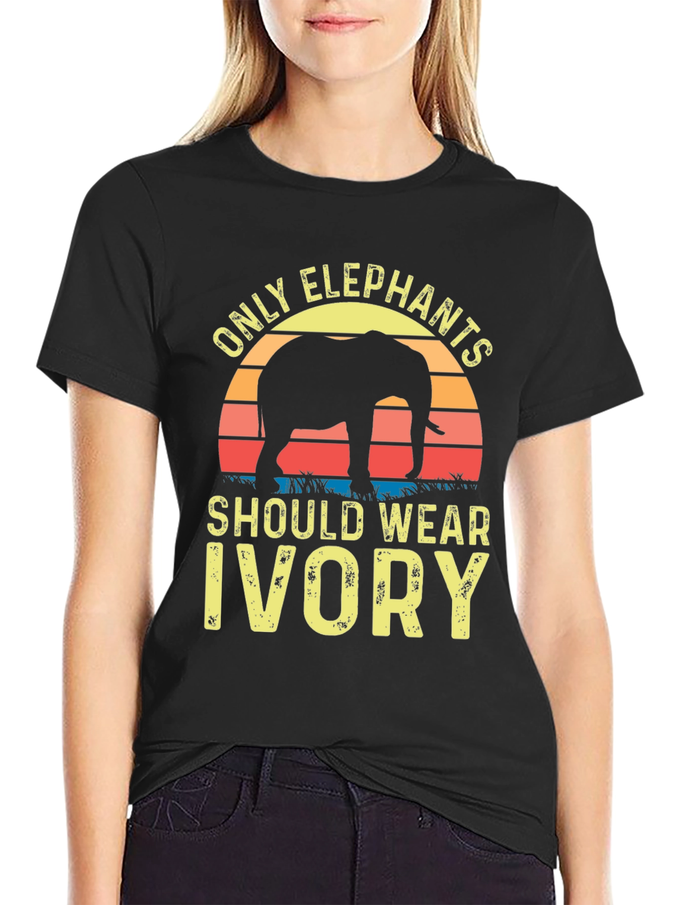 Elephant Ivory Awareness T-Shirt - Black
