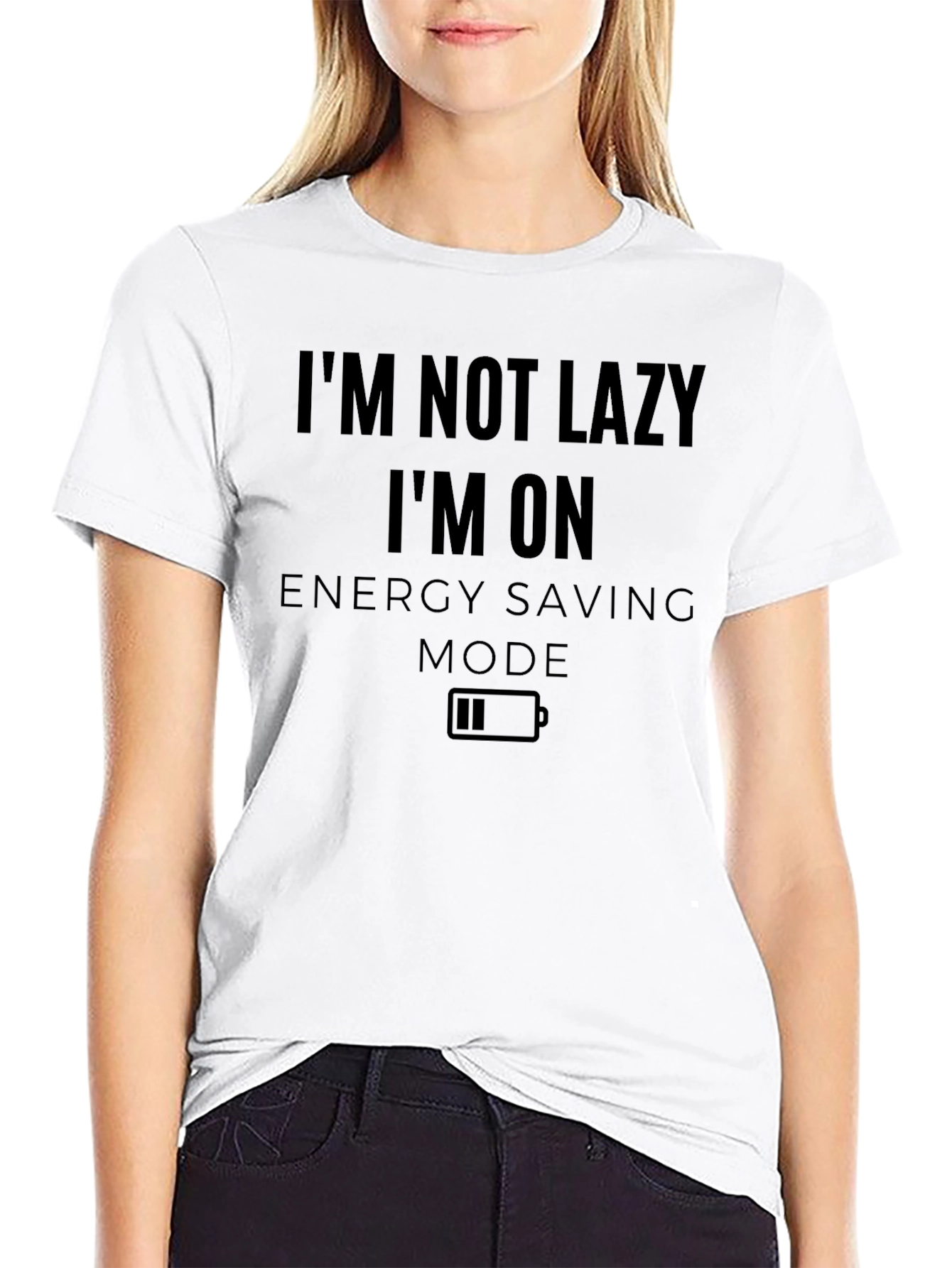Funny Energy Saving Mode Mens Black T-shirt