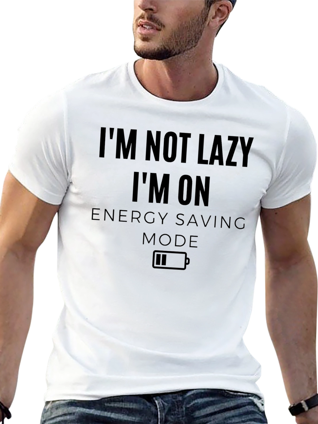 Funny Energy Saving Mode Mens Black T-shirt