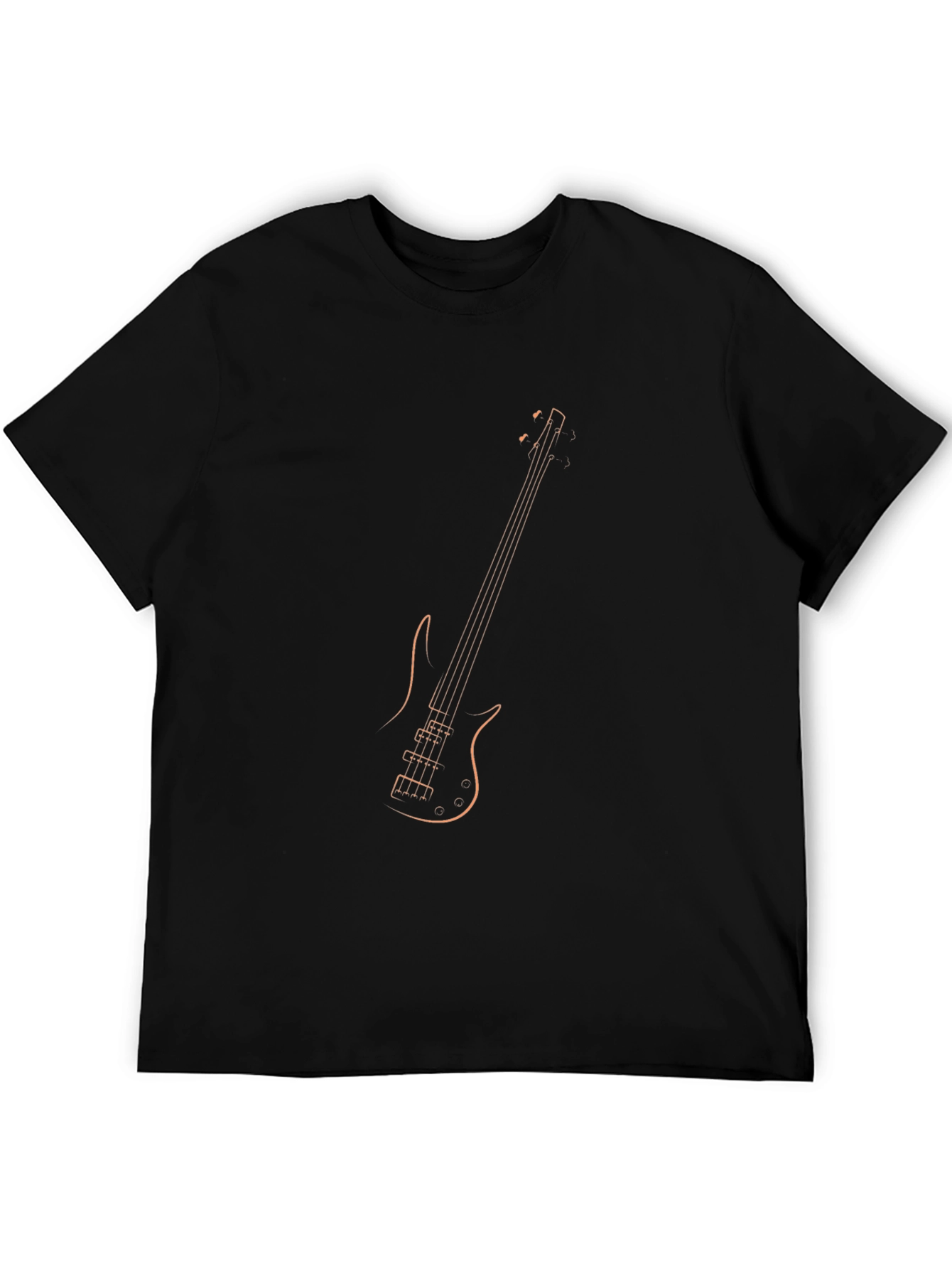 Bass Guitar Outline Graphic Tee - Black