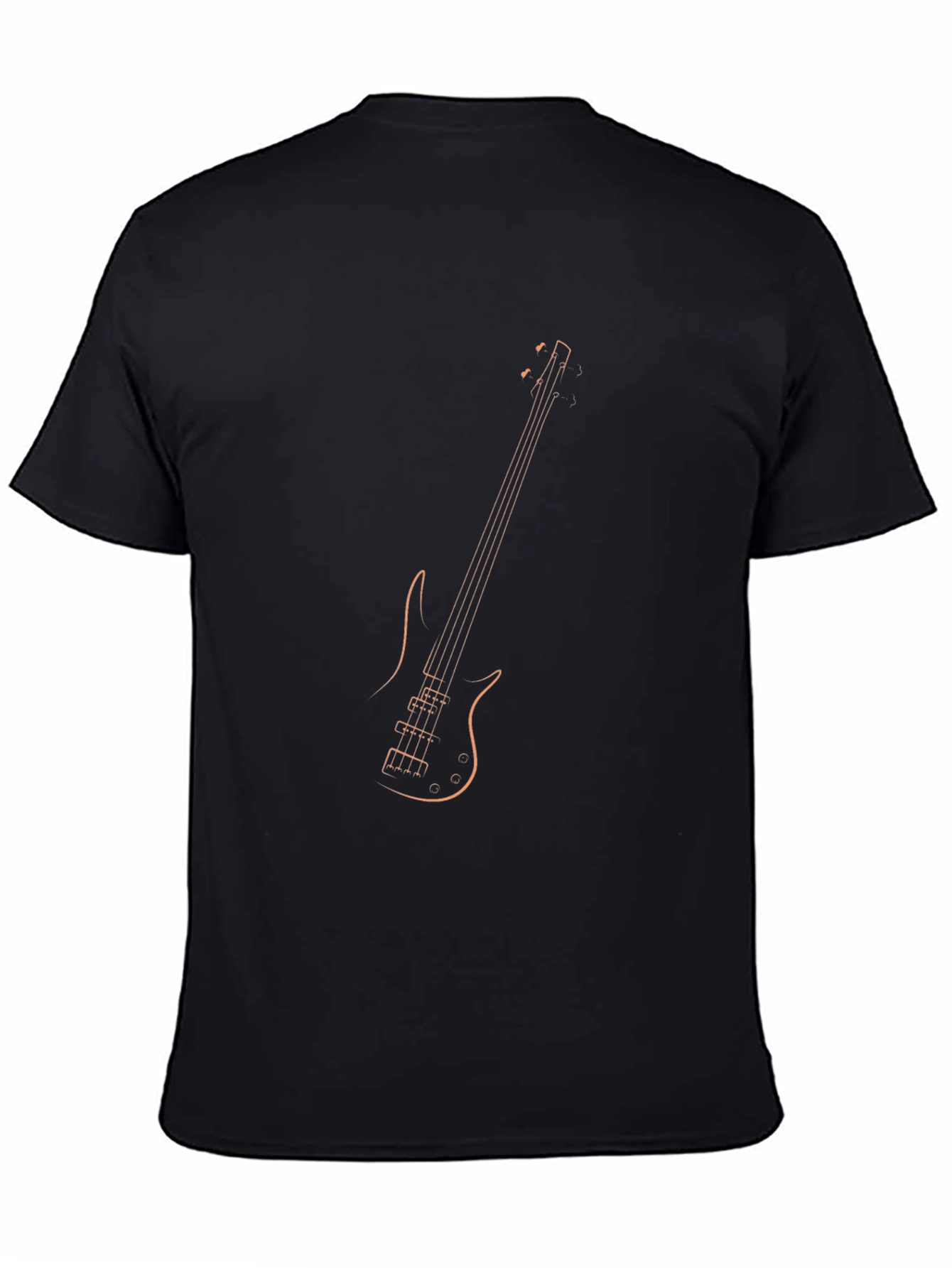 Bass Guitar Outline Graphic Tee - Black