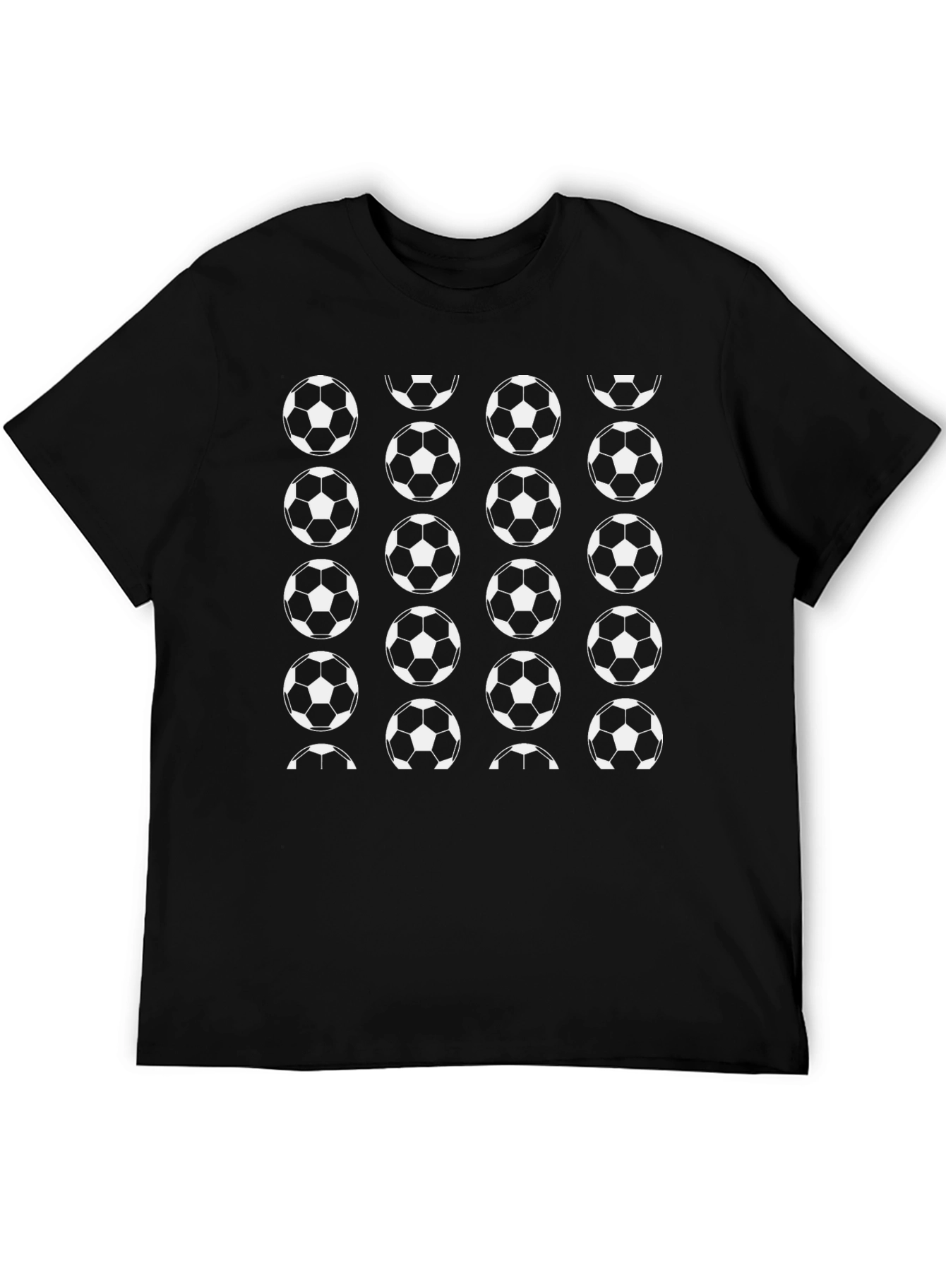 Soccer Ball Pattern Black T-Shirt