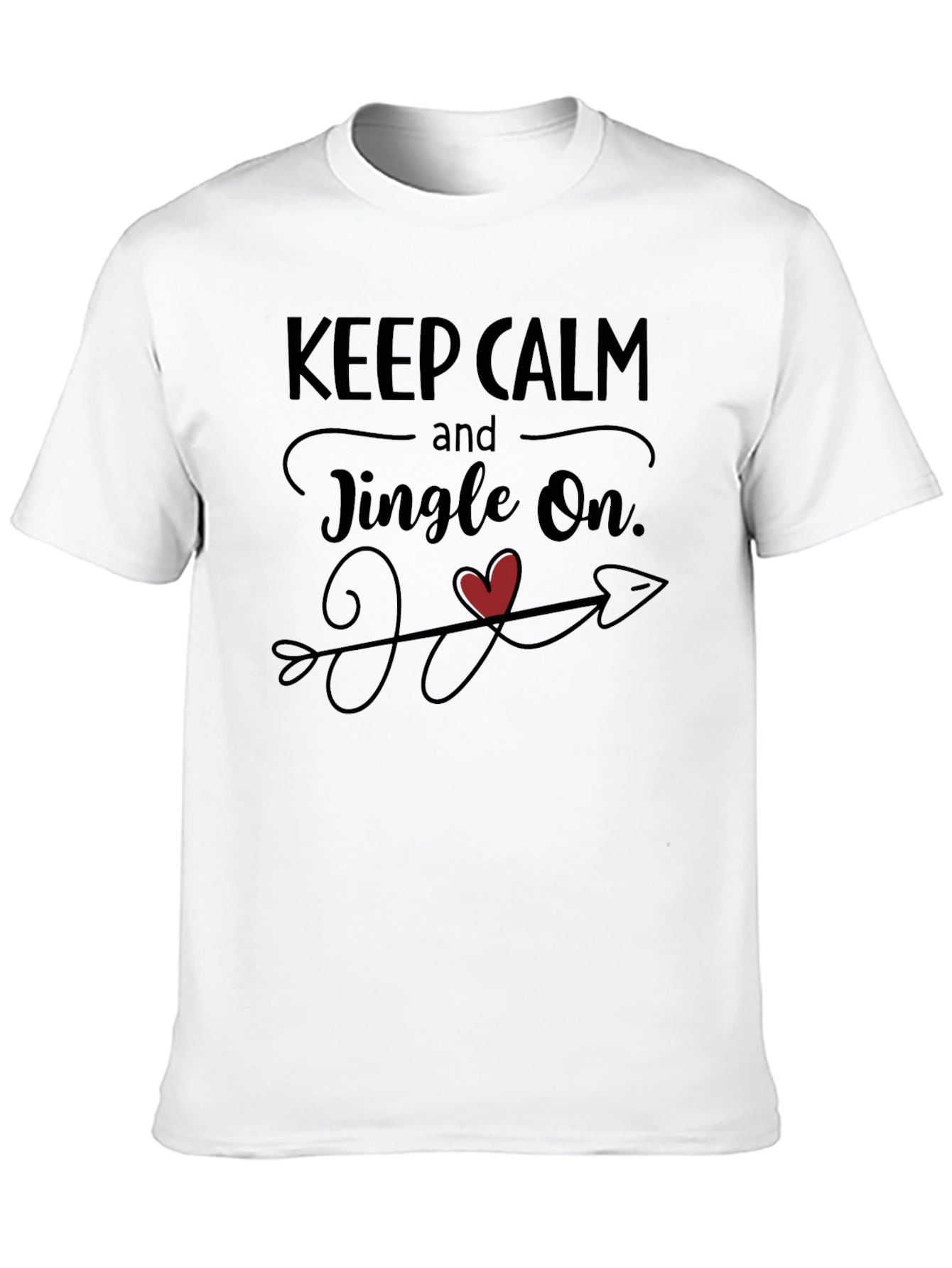 Keep Calm Jingle On Heart Arrow Black Graphic Tee