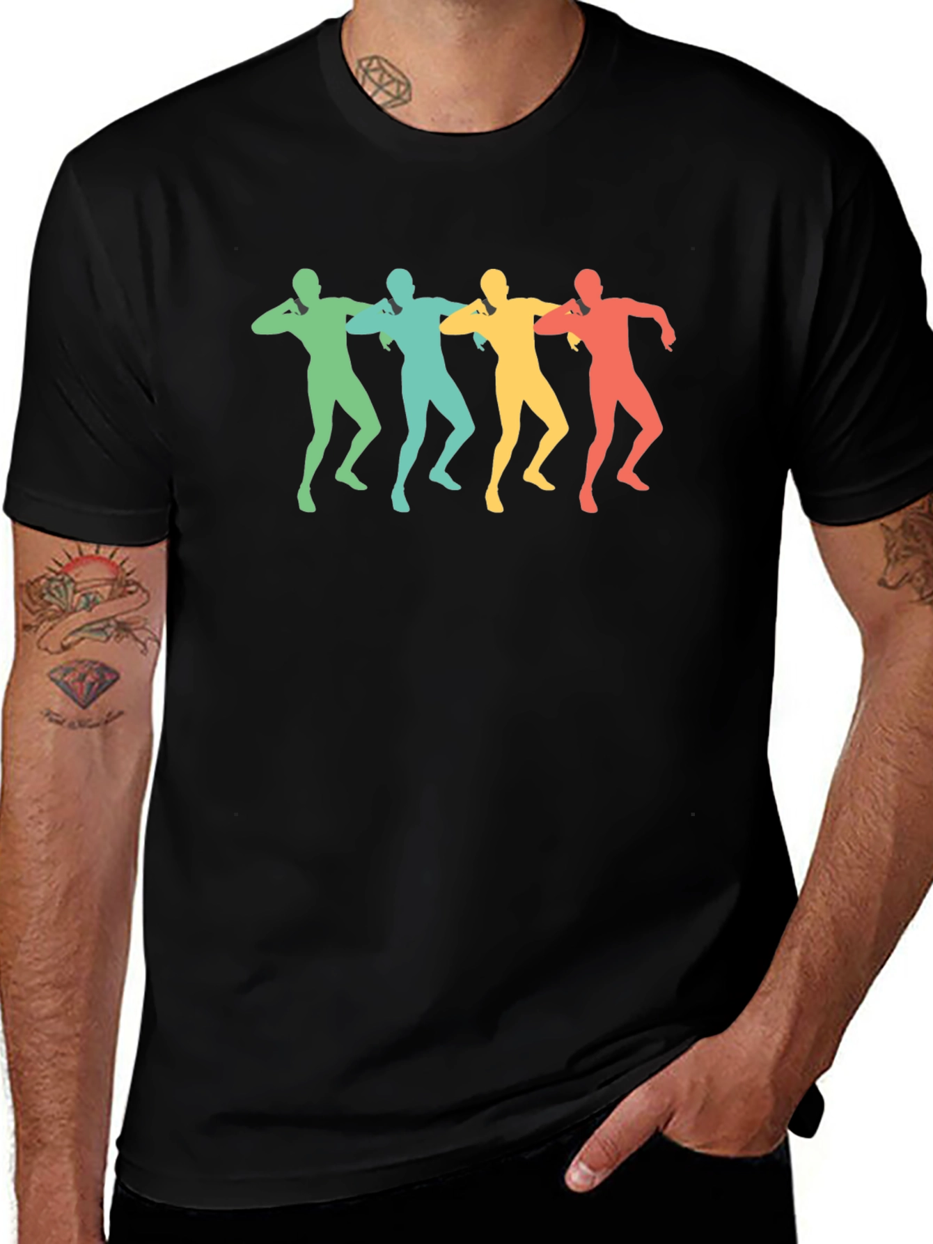 Retro Dancing Men Black T-Shirt