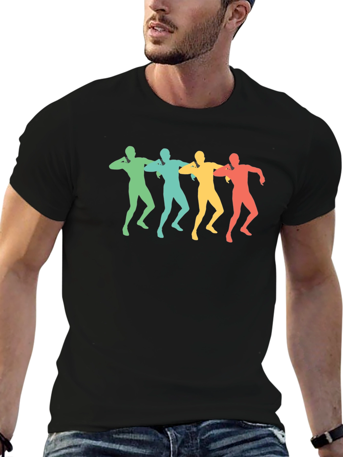 Retro Dancing Men Black T-Shirt
