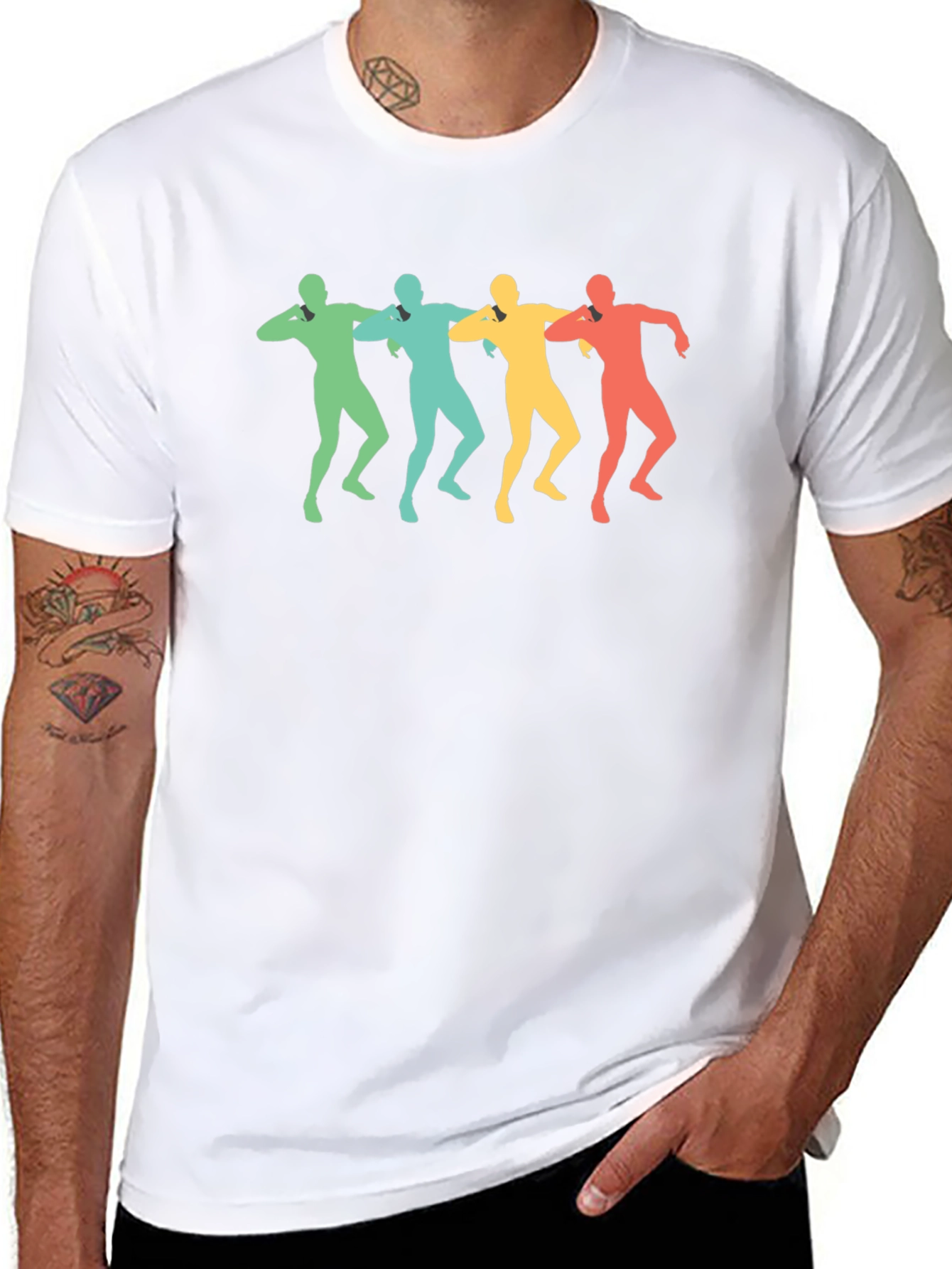 Retro Dancing Men Black T-Shirt