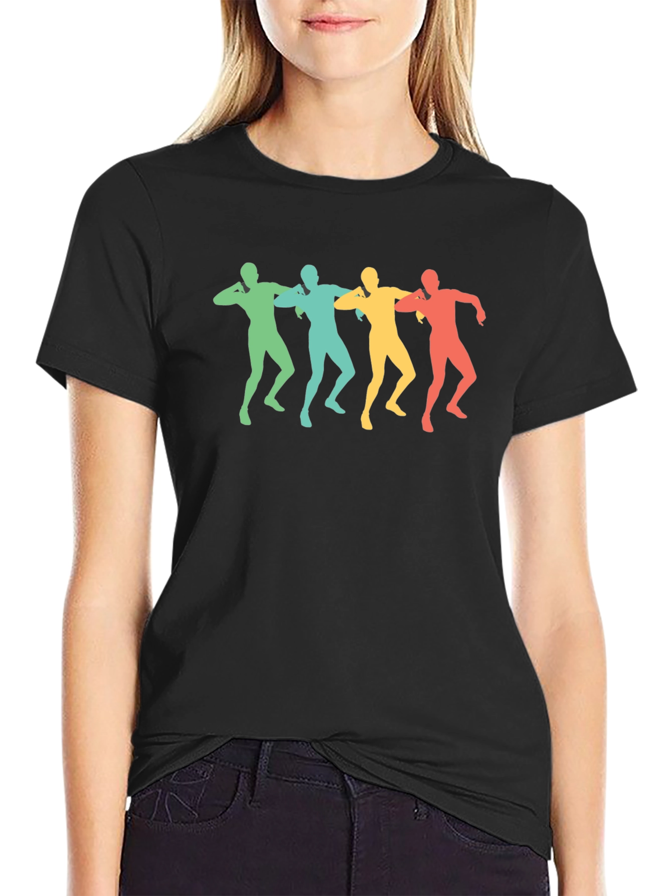 Retro Dancing Men Black T-Shirt