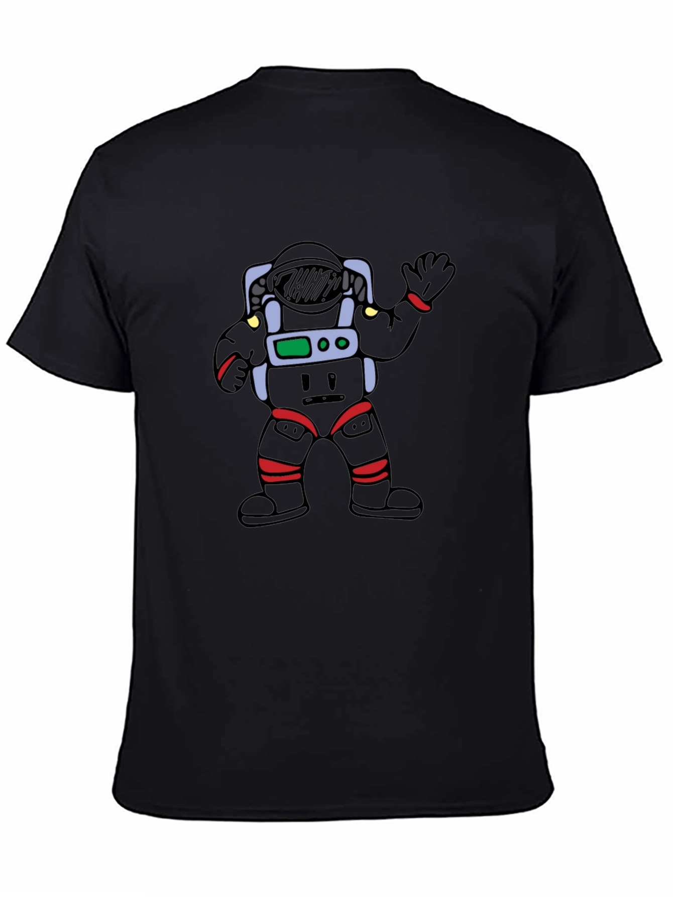 Cartoon Astronaut Black Graphic Tee
