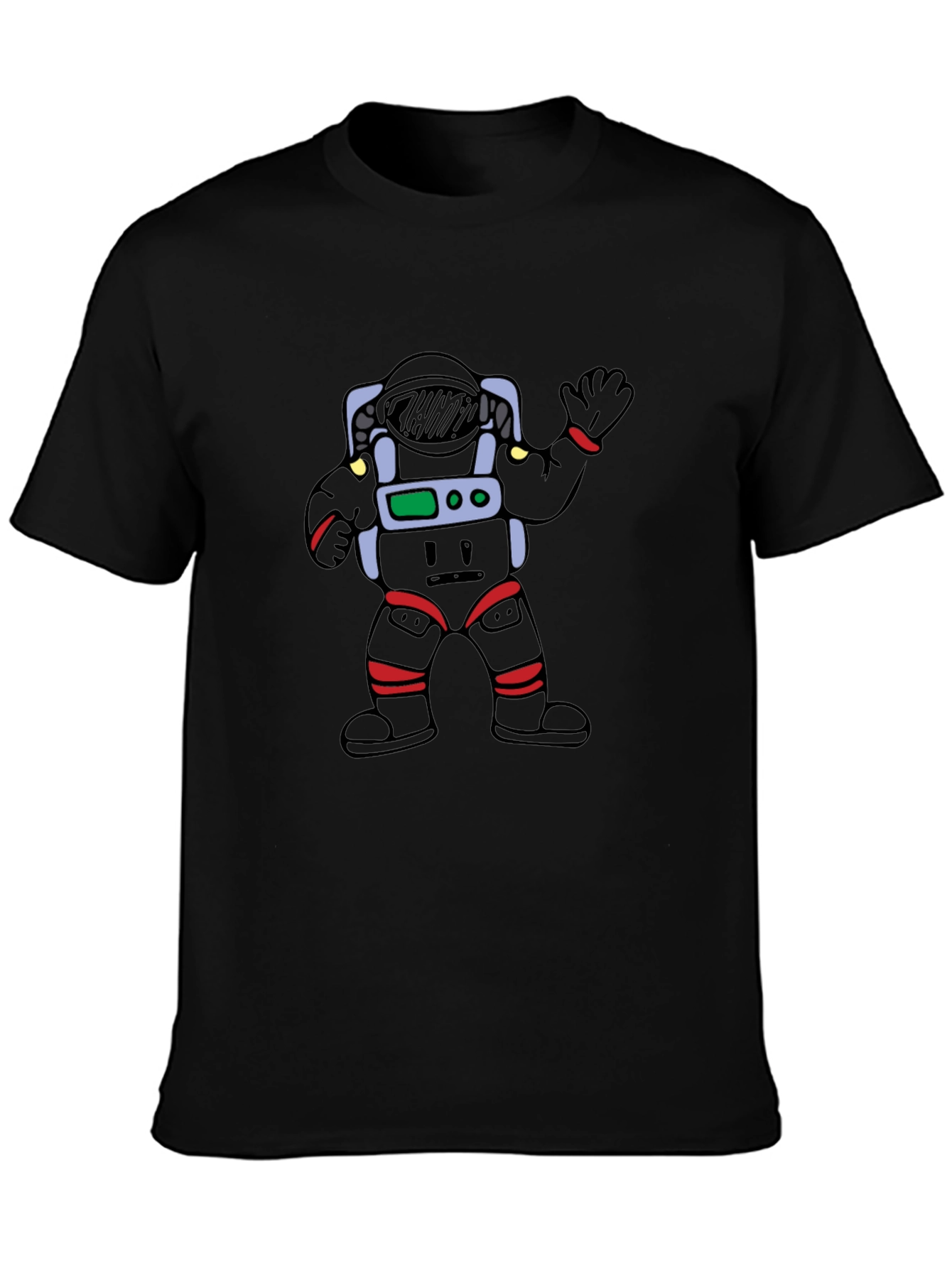 Cartoon Astronaut Black Graphic Tee