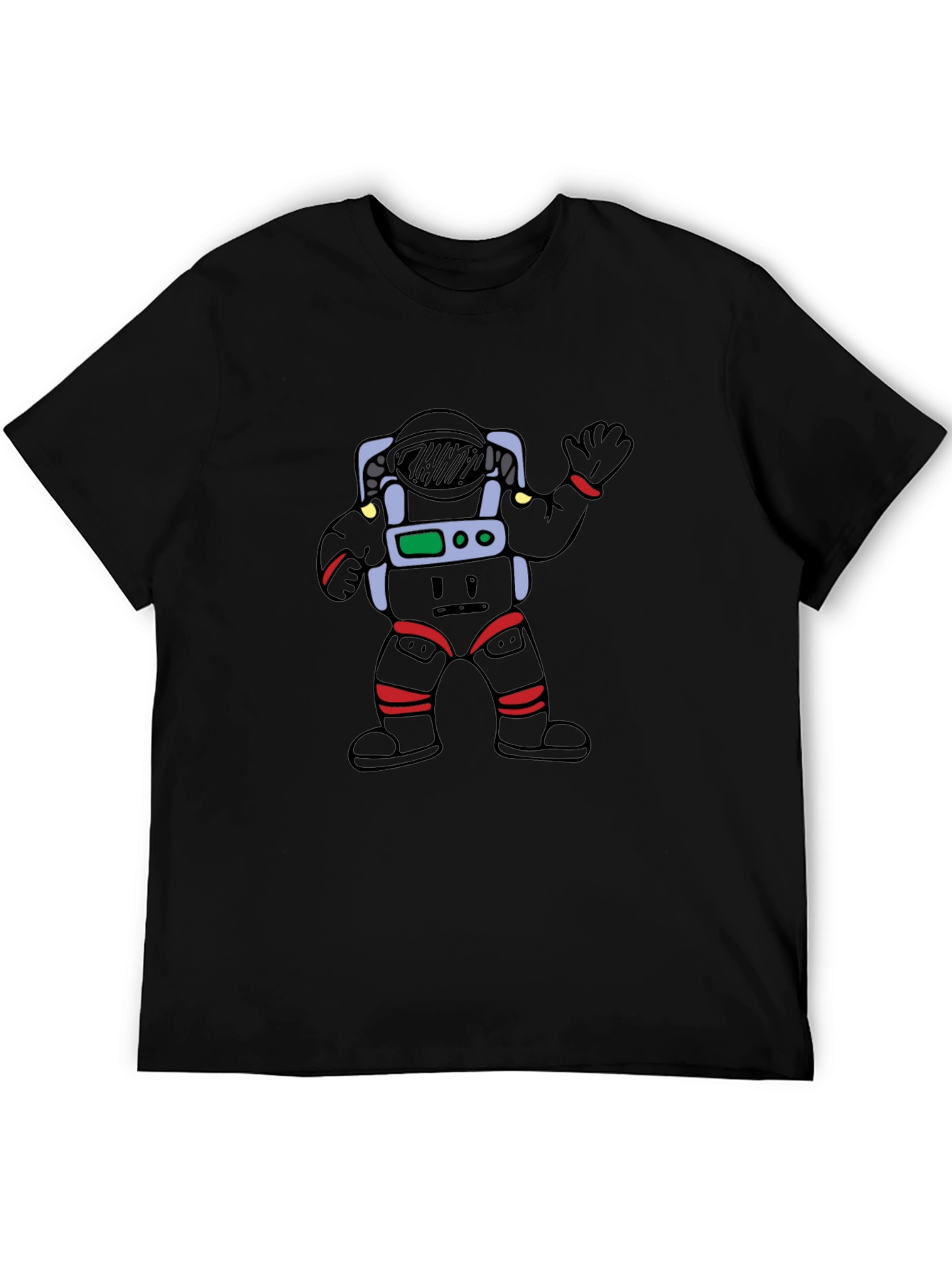 Cartoon Astronaut Black Graphic Tee