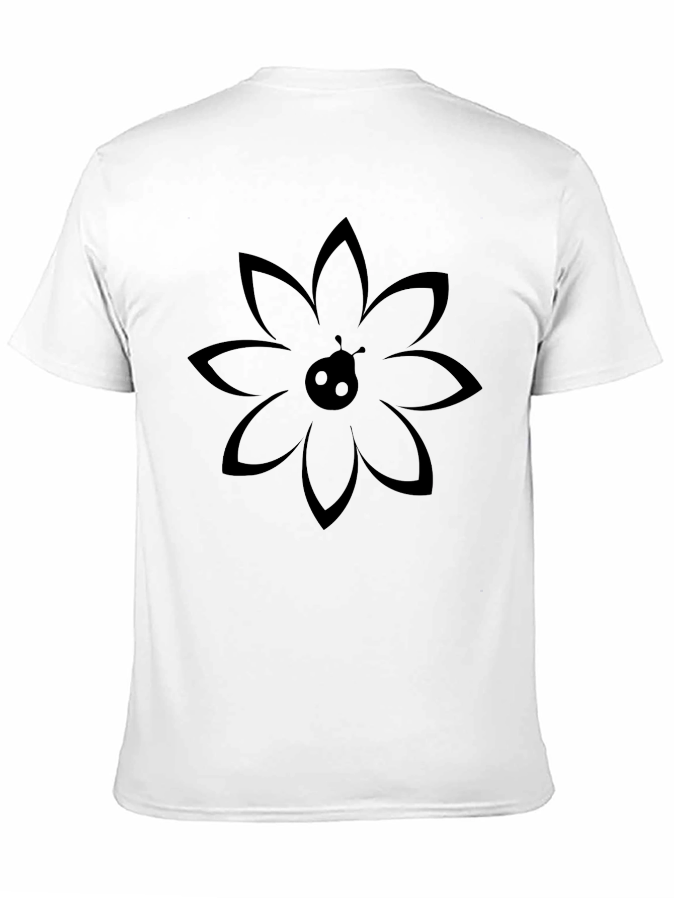 Ladybug Floral Graphic Print Black T-Shirt