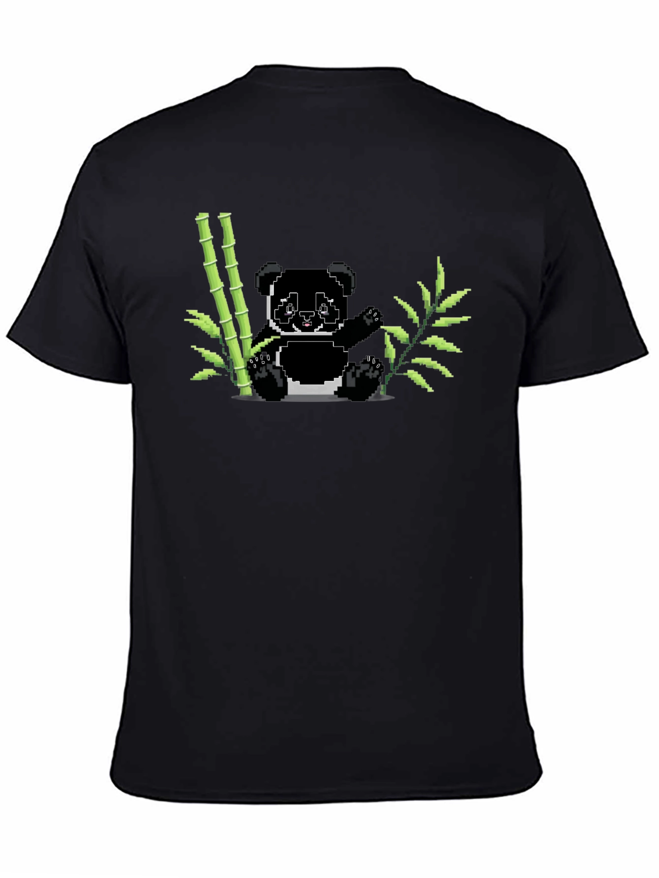 Pixel Panda Bamboo Graphic Tee - Black