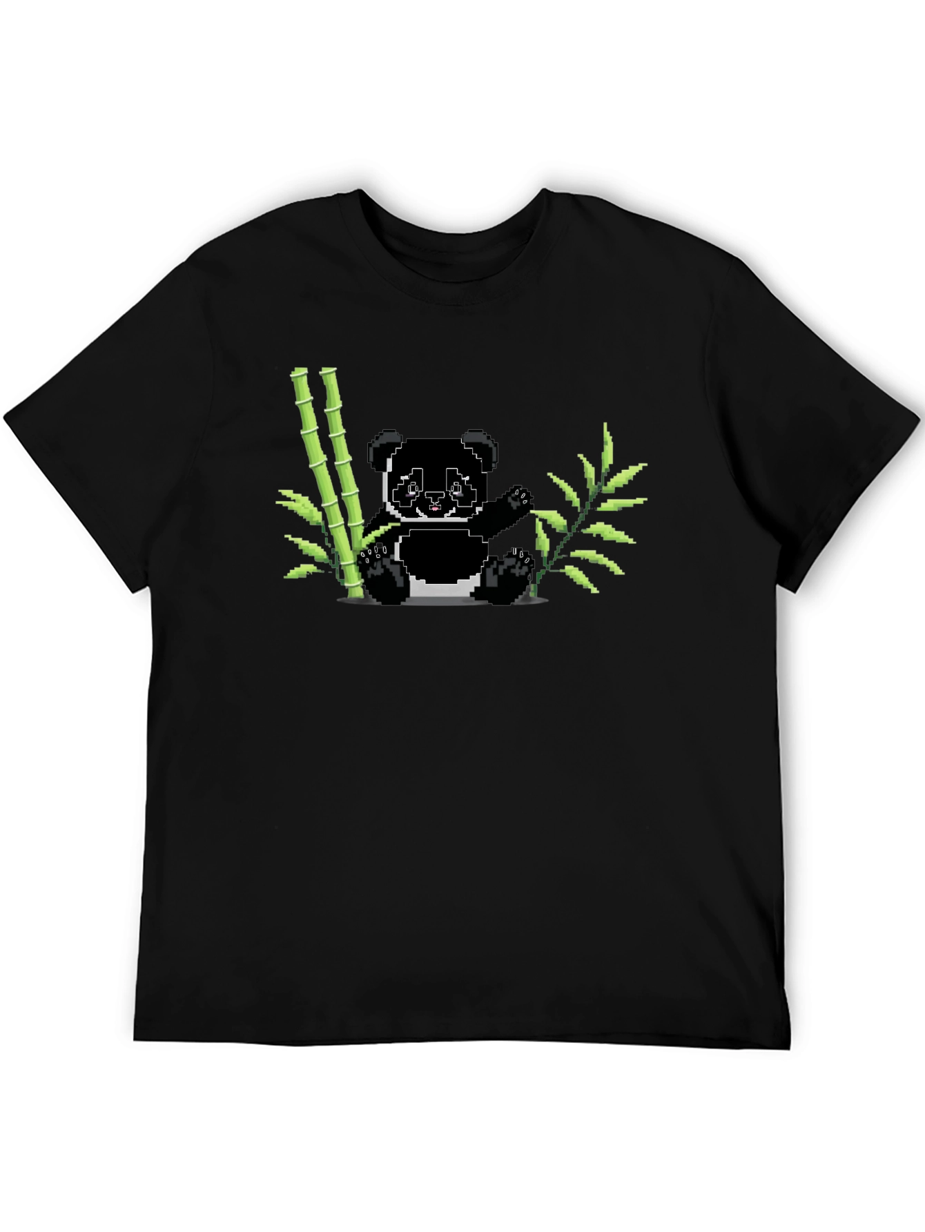 Pixel Panda Bamboo Graphic Tee - Black