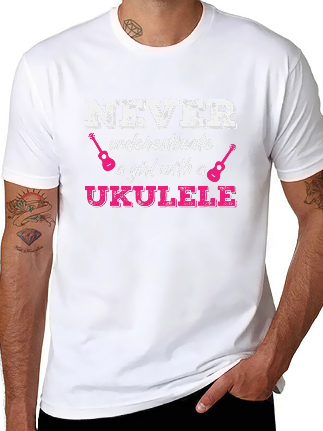 Never Underestimate a Girl with a Ukulele T-Shirt