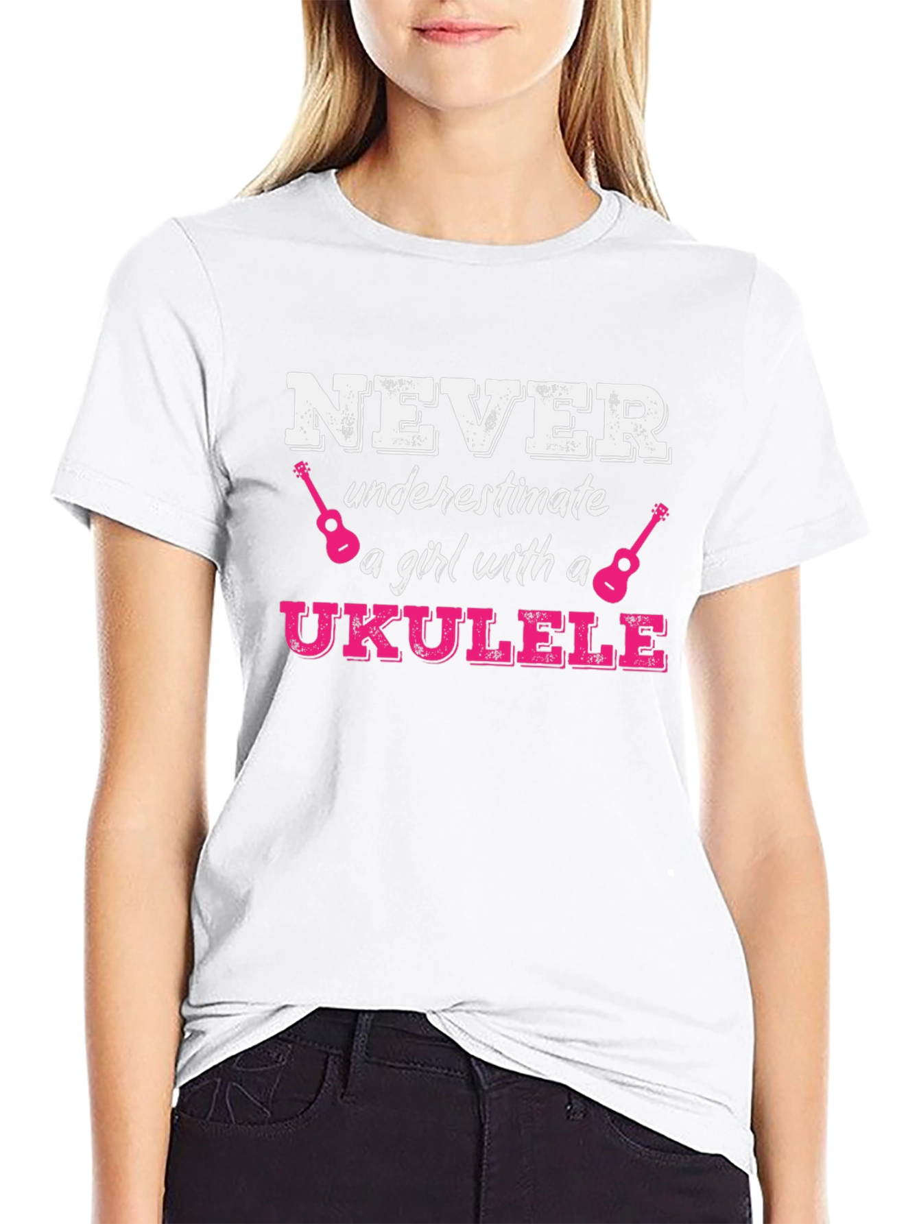 Never Underestimate a Girl with a Ukulele T-Shirt