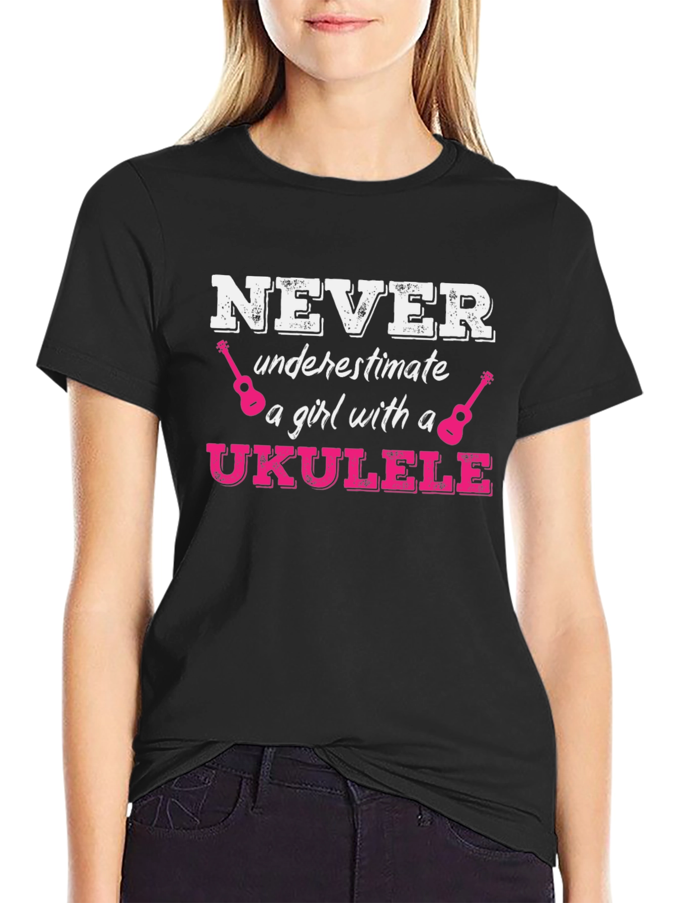 Never Underestimate a Girl with a Ukulele T-Shirt