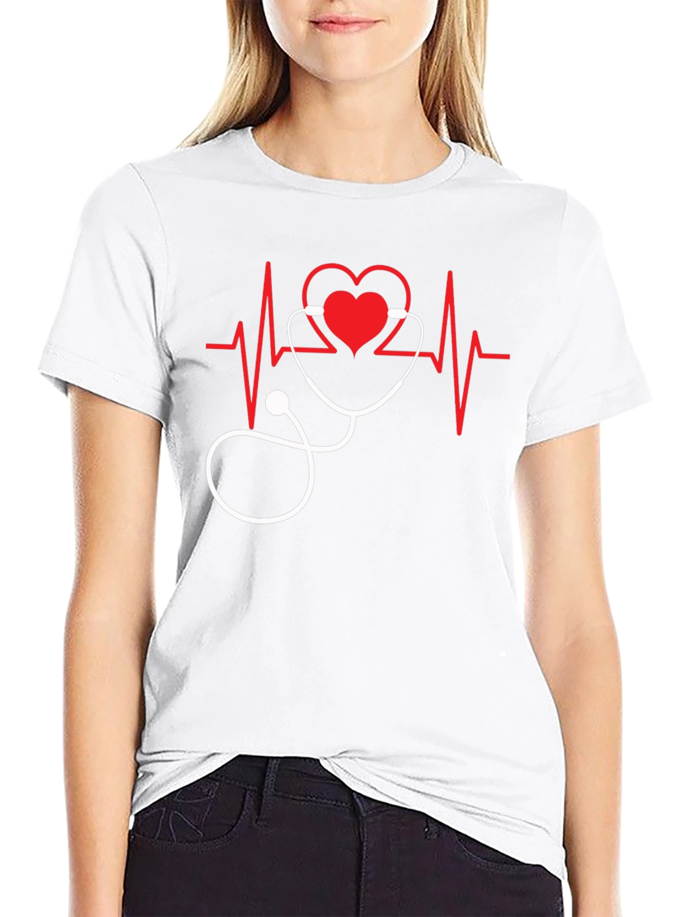 Heartbeat Stethoscope Graphic Tee - Medical Love