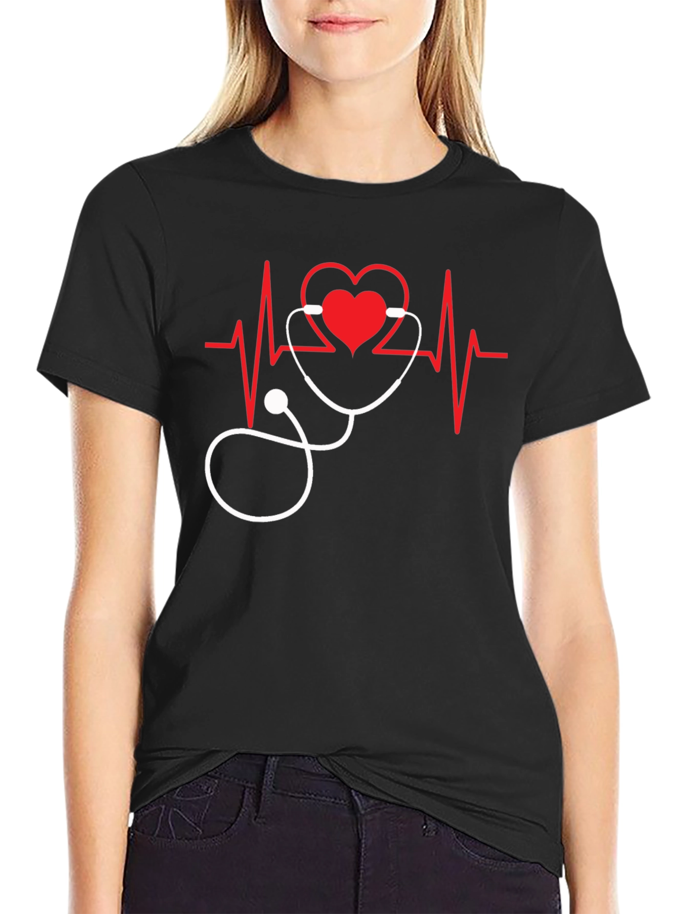 Heartbeat Stethoscope Graphic Tee - Medical Love