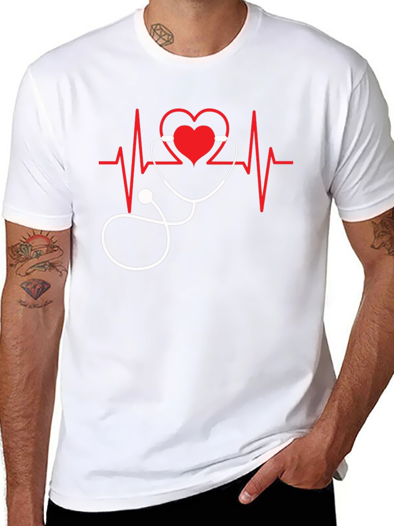 Heartbeat Stethoscope Graphic Tee - Medical Love