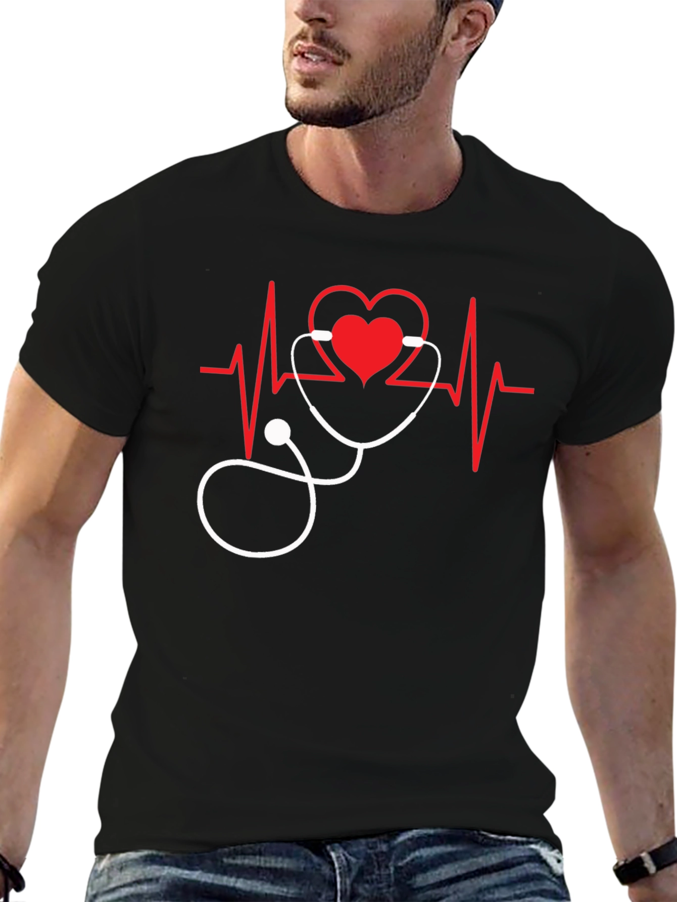 Heartbeat Stethoscope Graphic Tee - Medical Love