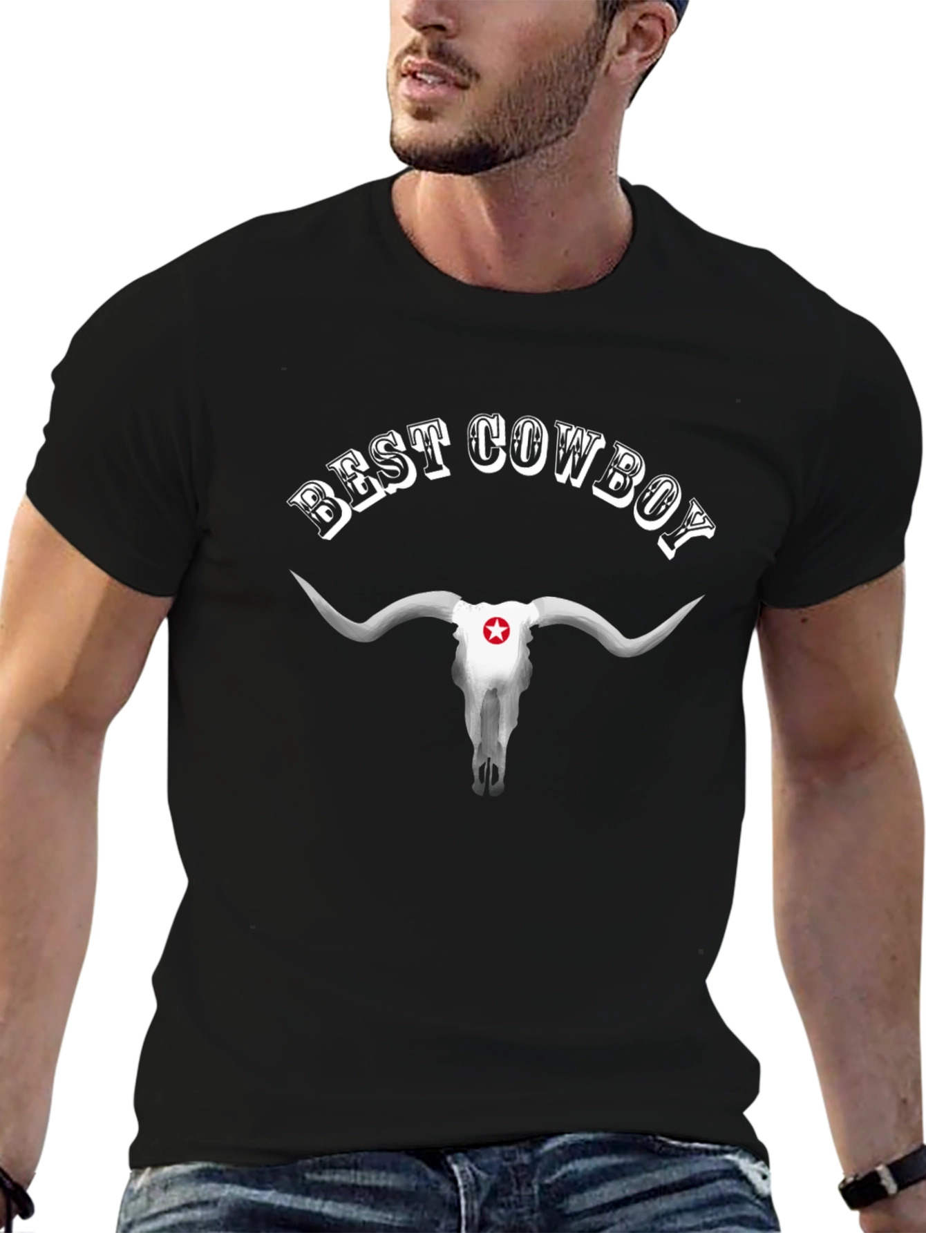 Best Cowboy Skull Graphic T-Shirt