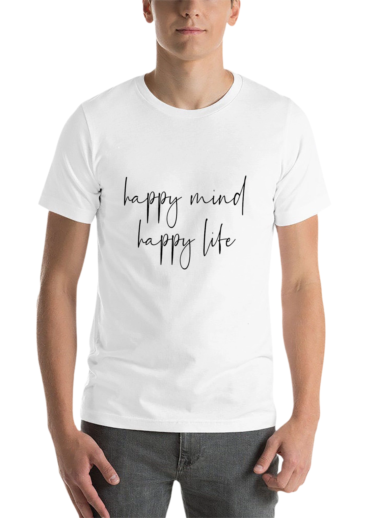 Happy Mind Happy Life Black Graphic Tee