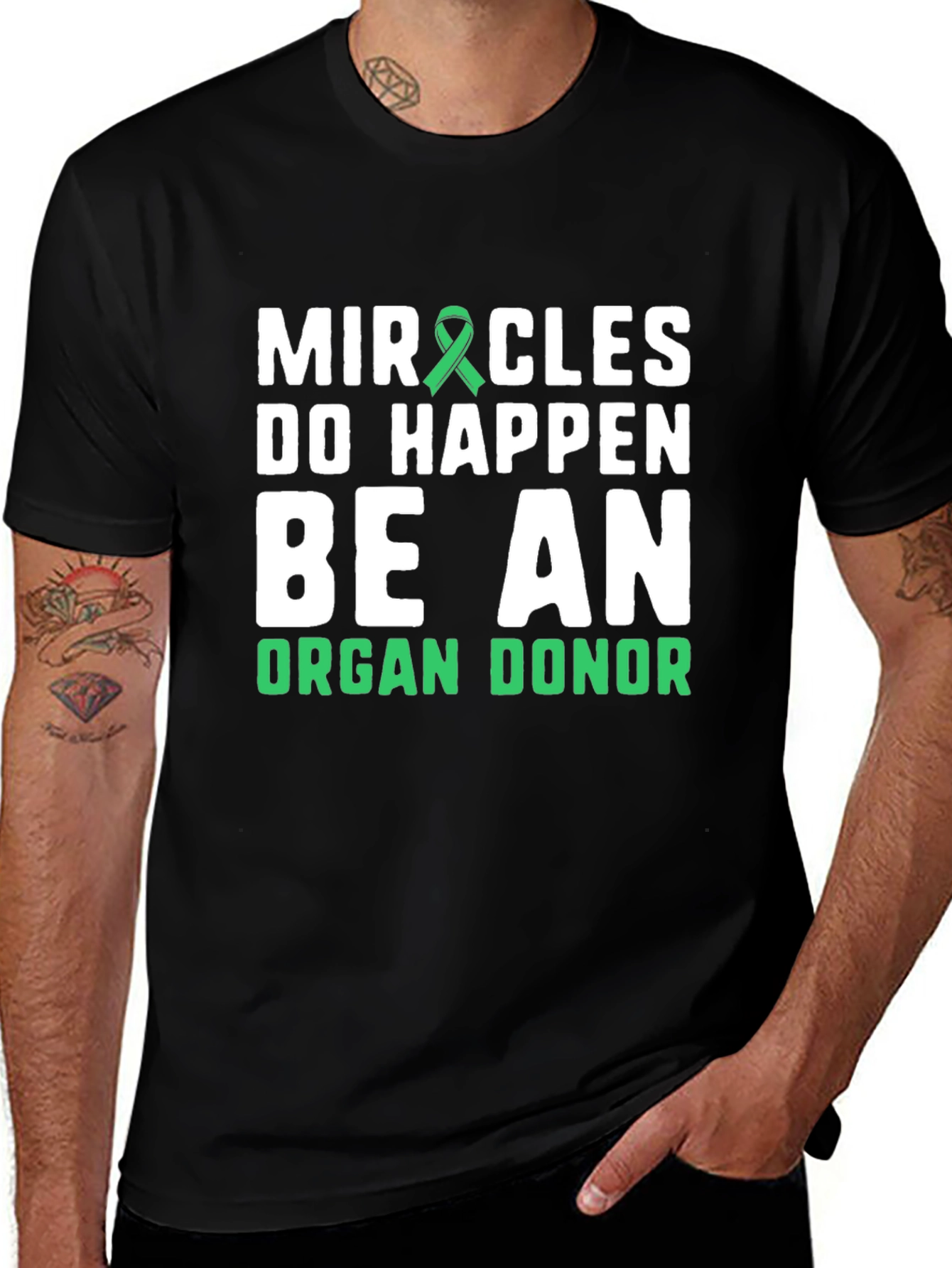 Miracles Happen Organ Donor T-Shirt - Black