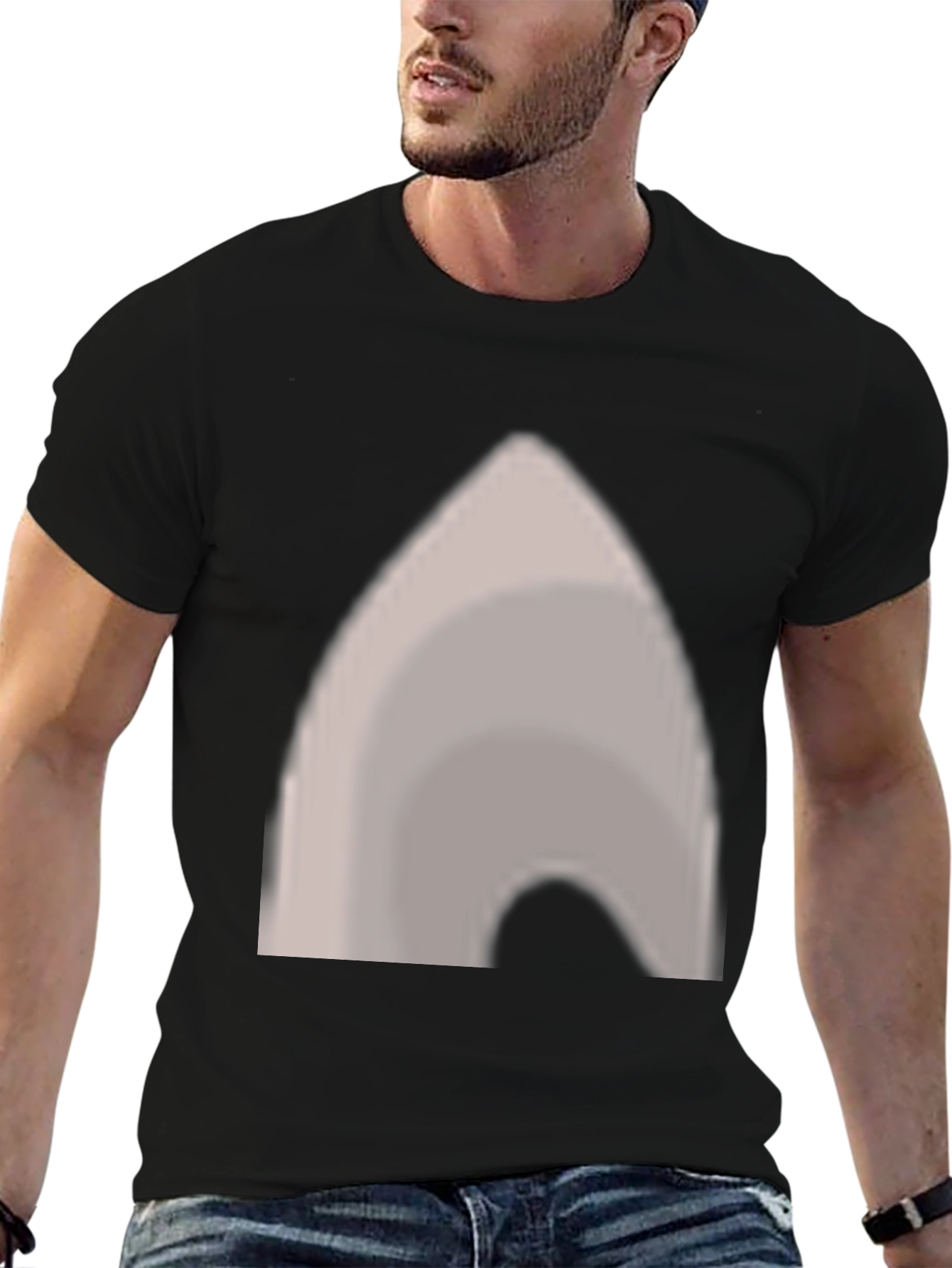 Black T-Shirt with Abstract Grey Graphic