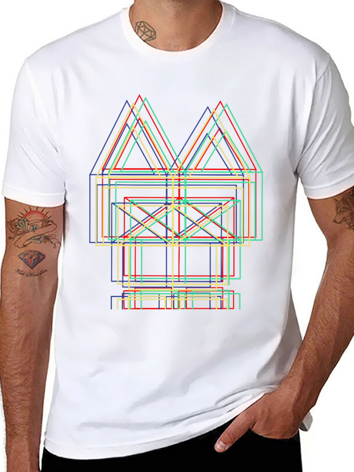 Abstract Geometric Line Art Graphic Tee