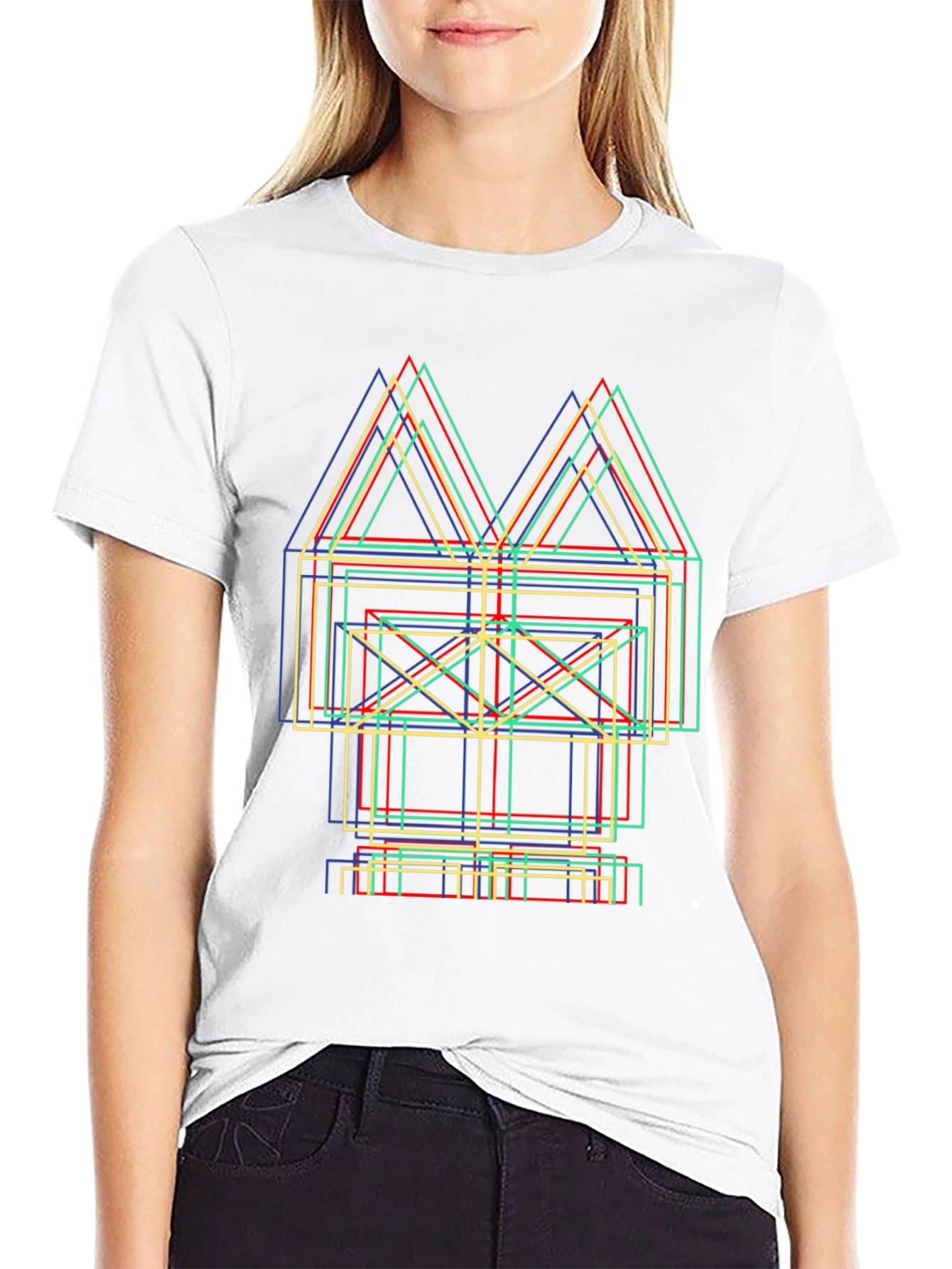 Abstract Geometric Line Art Graphic Tee
